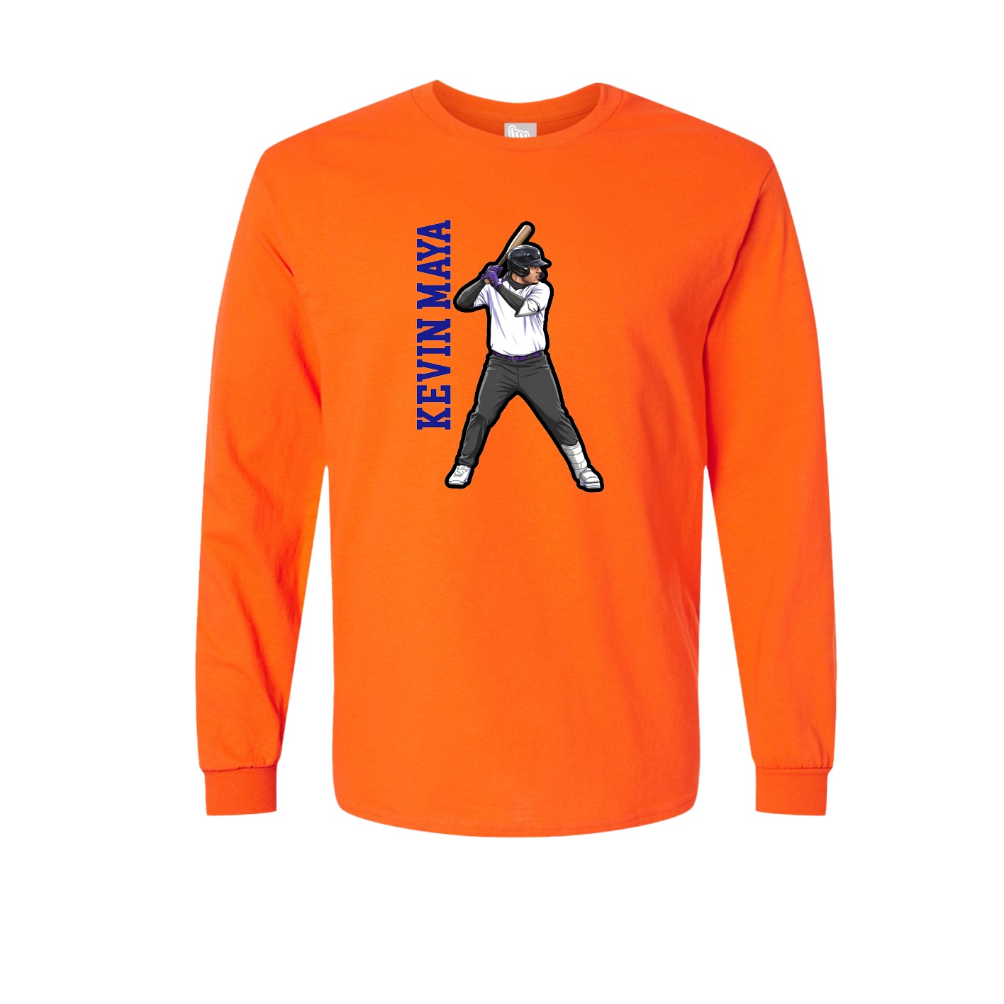Long Sleeve Tee — Name Vertical in Orange