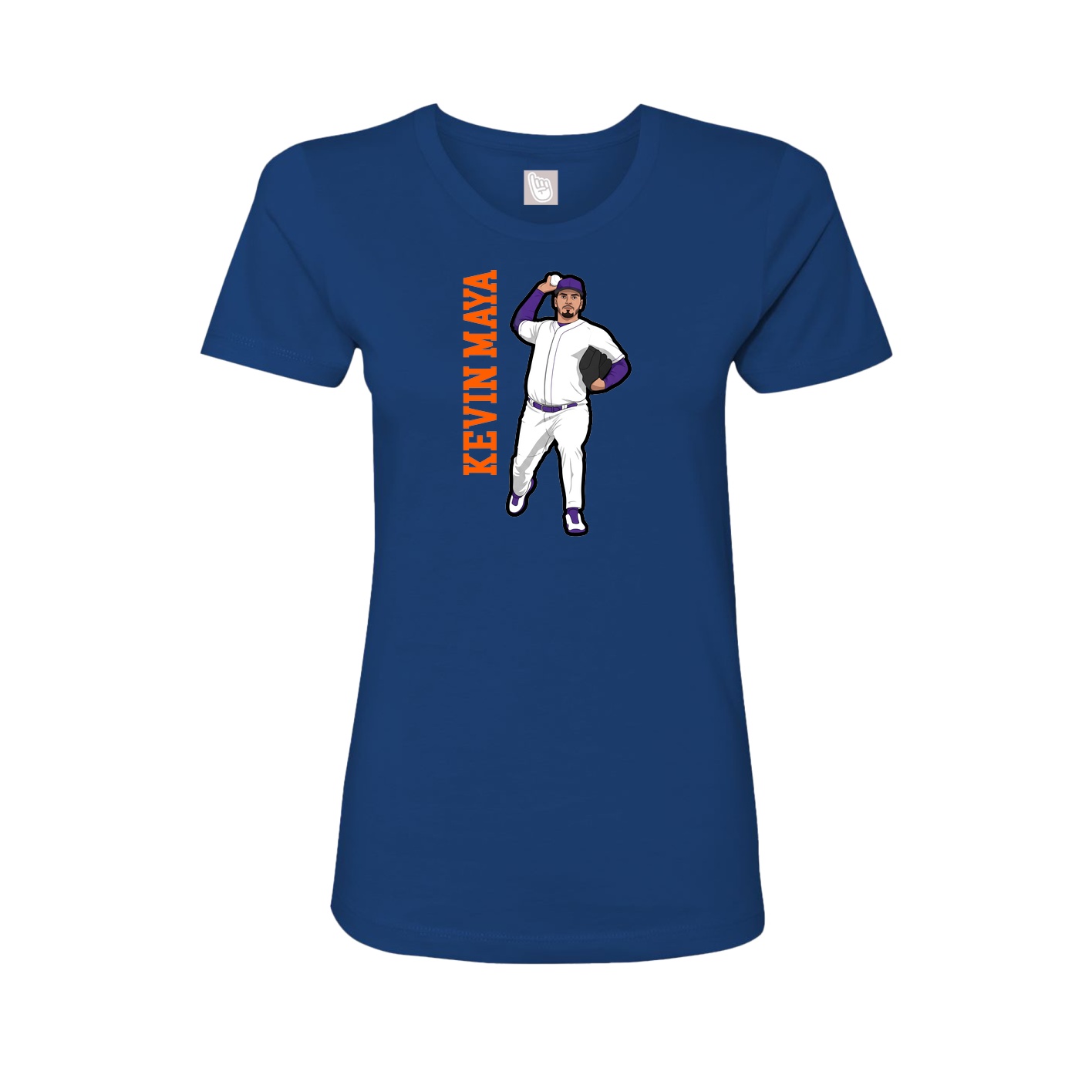 Fitted Women's Tee — Name Vertical in Royal