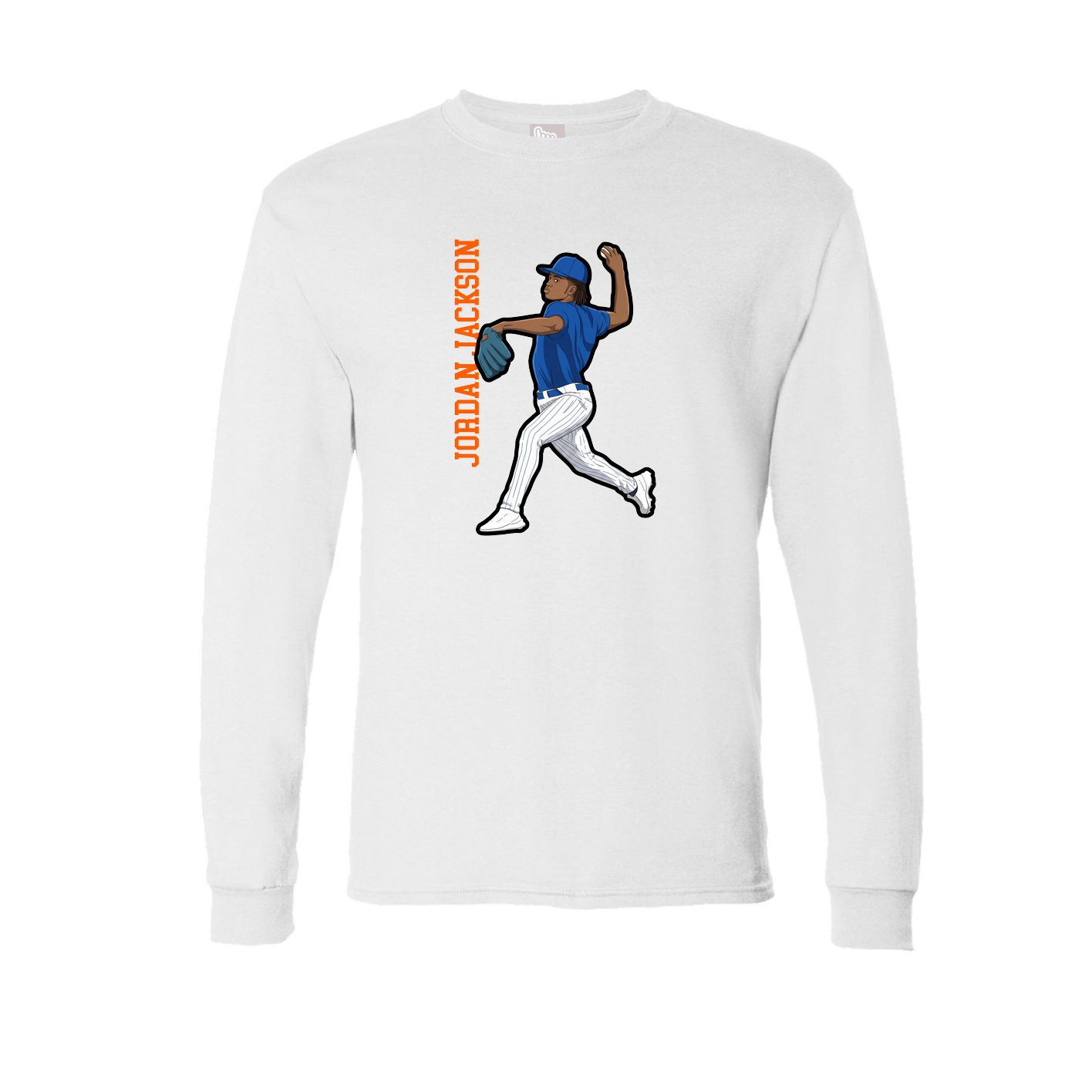 Long Sleeve Tee — Name Vertical in White