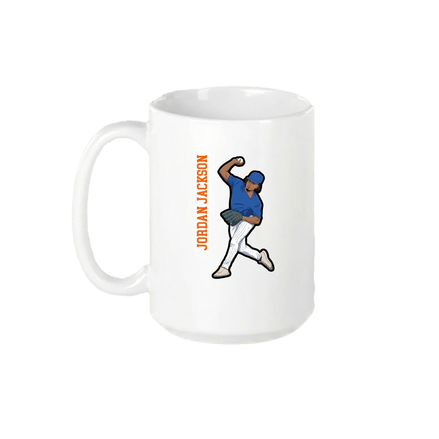 15oz Coffee Mug — Name Vertical in White