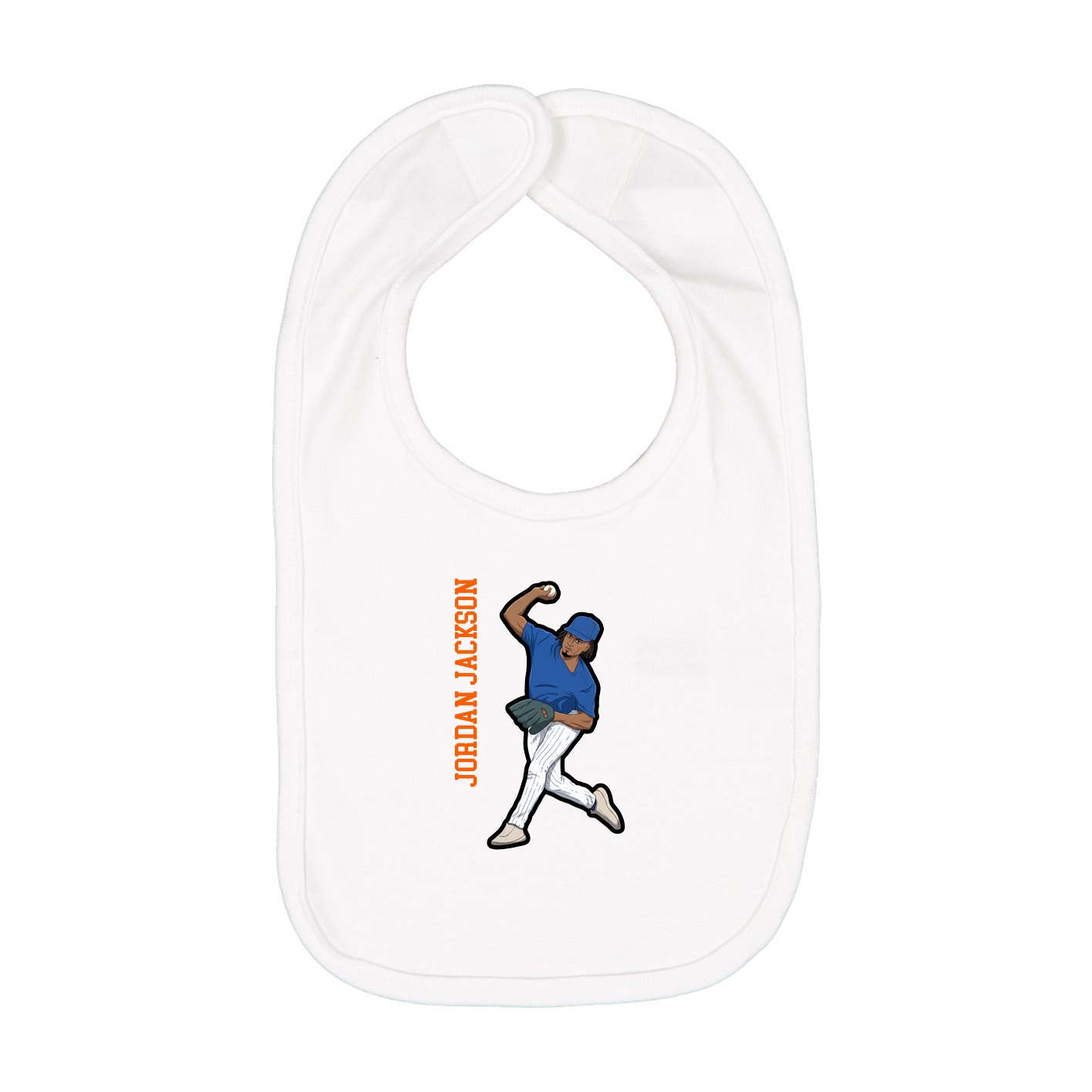 Infant Bib — Name Vertical in White