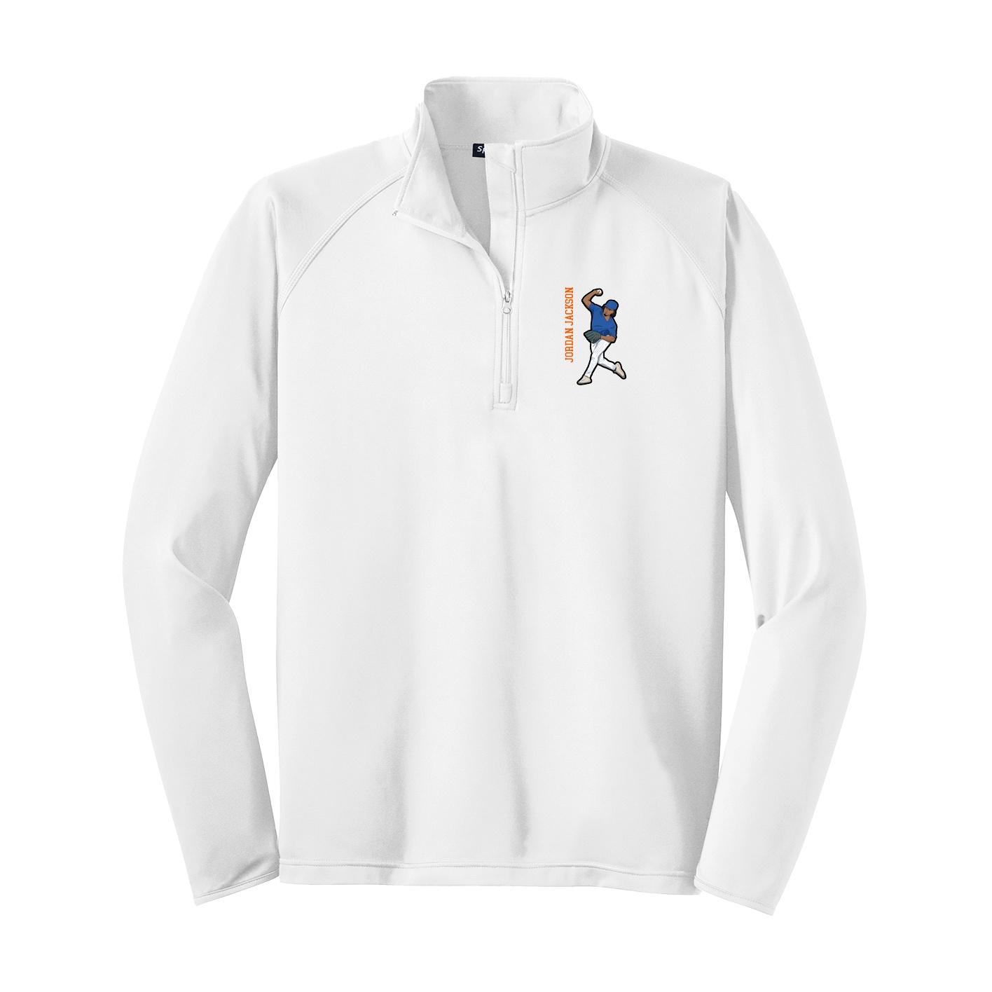 Q-Zip Pullover — Name Vertical in White