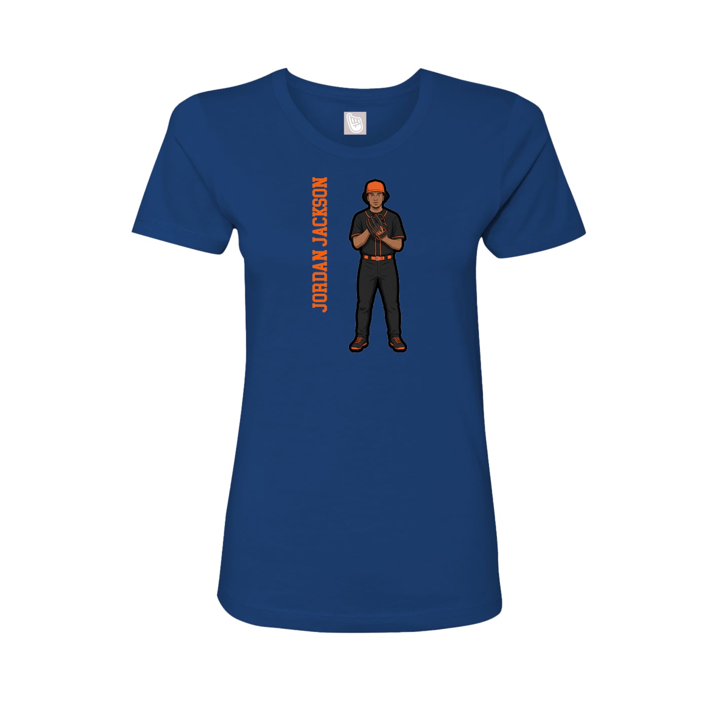 Fitted Women's Tee — Name Vertical in Royal