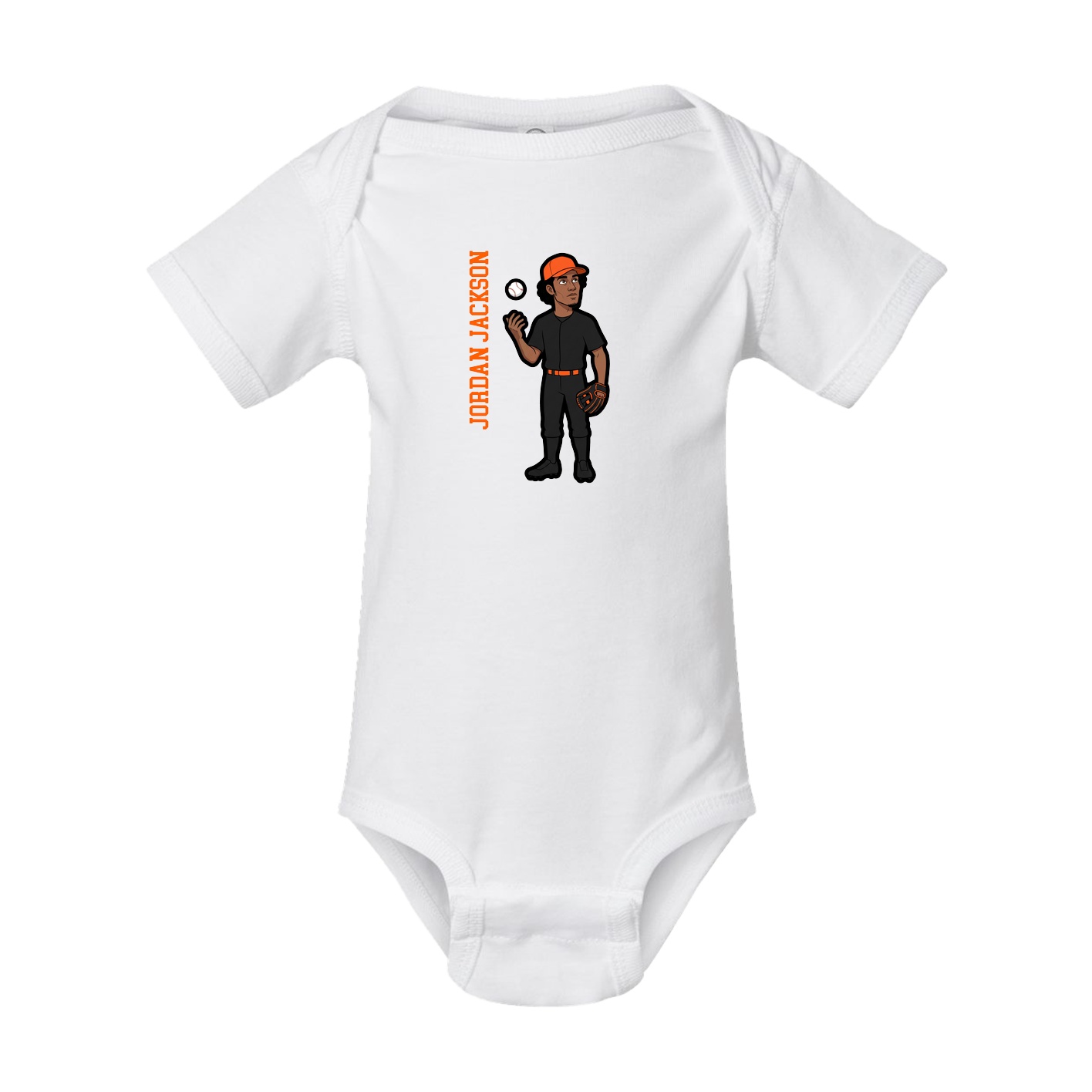 Baby Onesie — Name Vertical in White