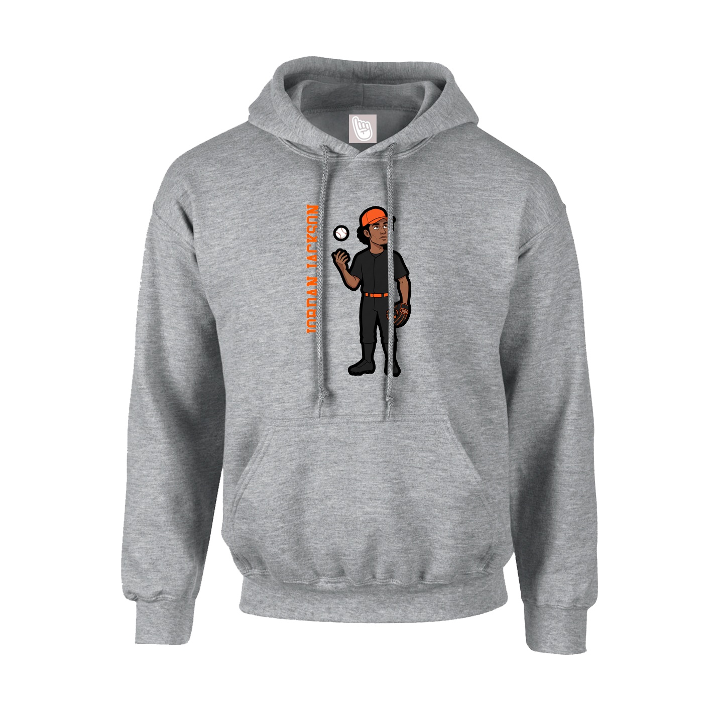 Hoodie — Name Vertical in Grey