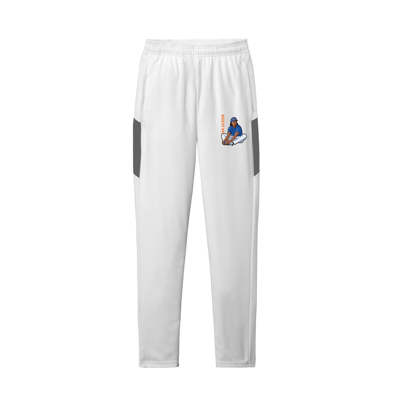 Team Travel Pant — Name Vertical in White/Grey