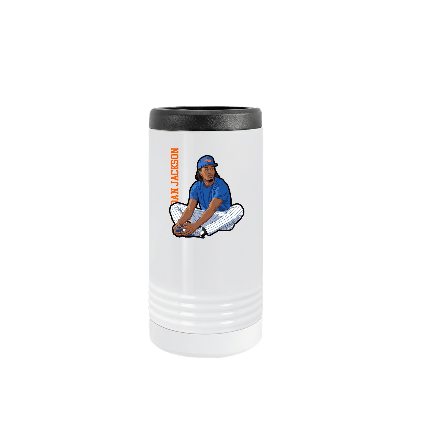 Slim Beverage Holder — Name Vertical in White