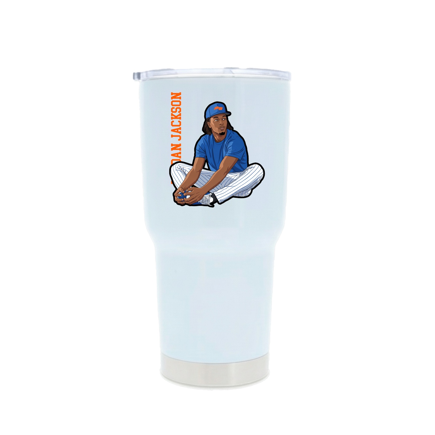 30oz Stainless Steel Tumbler — Name Vertical in White