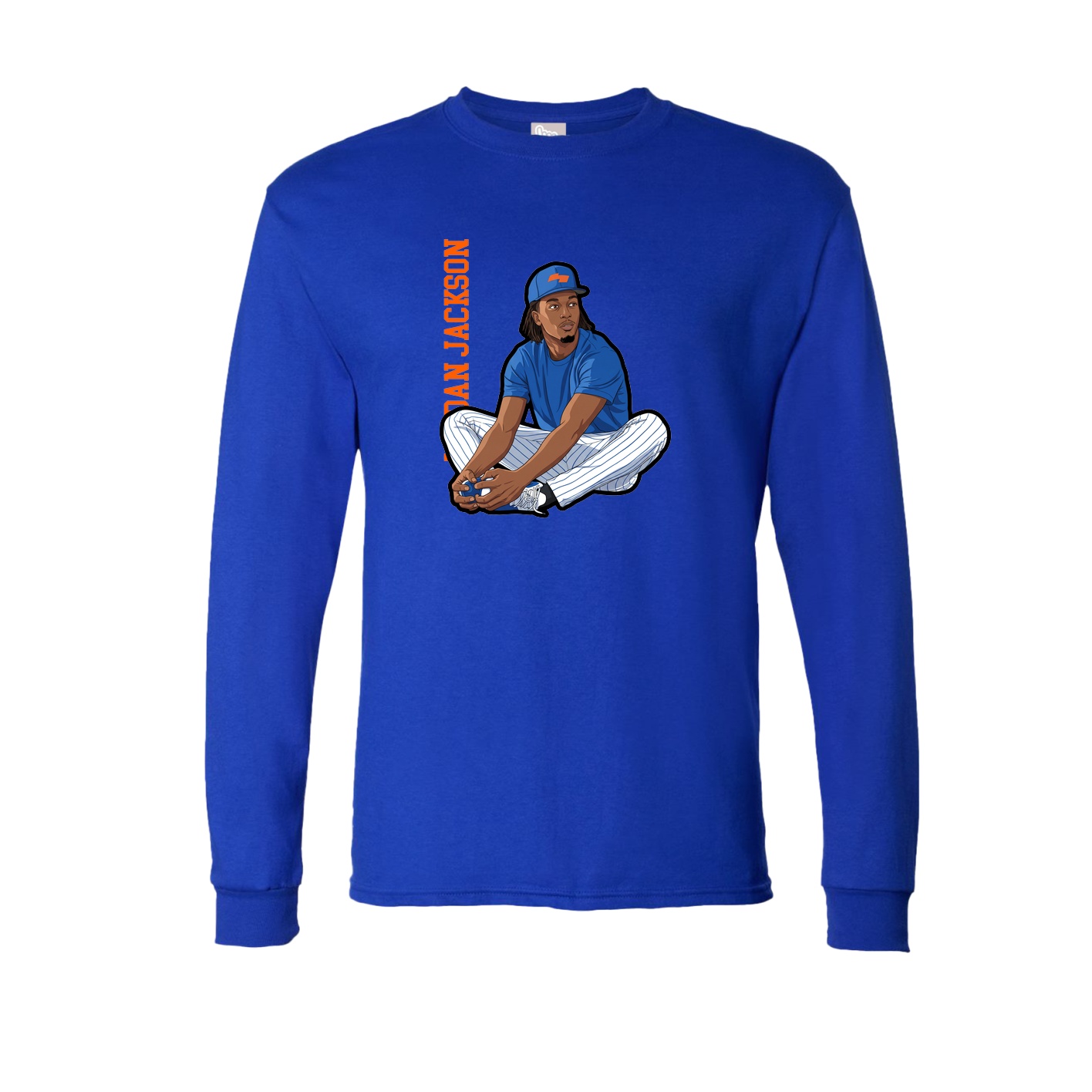 Long Sleeve Tee — Name Vertical in Royal