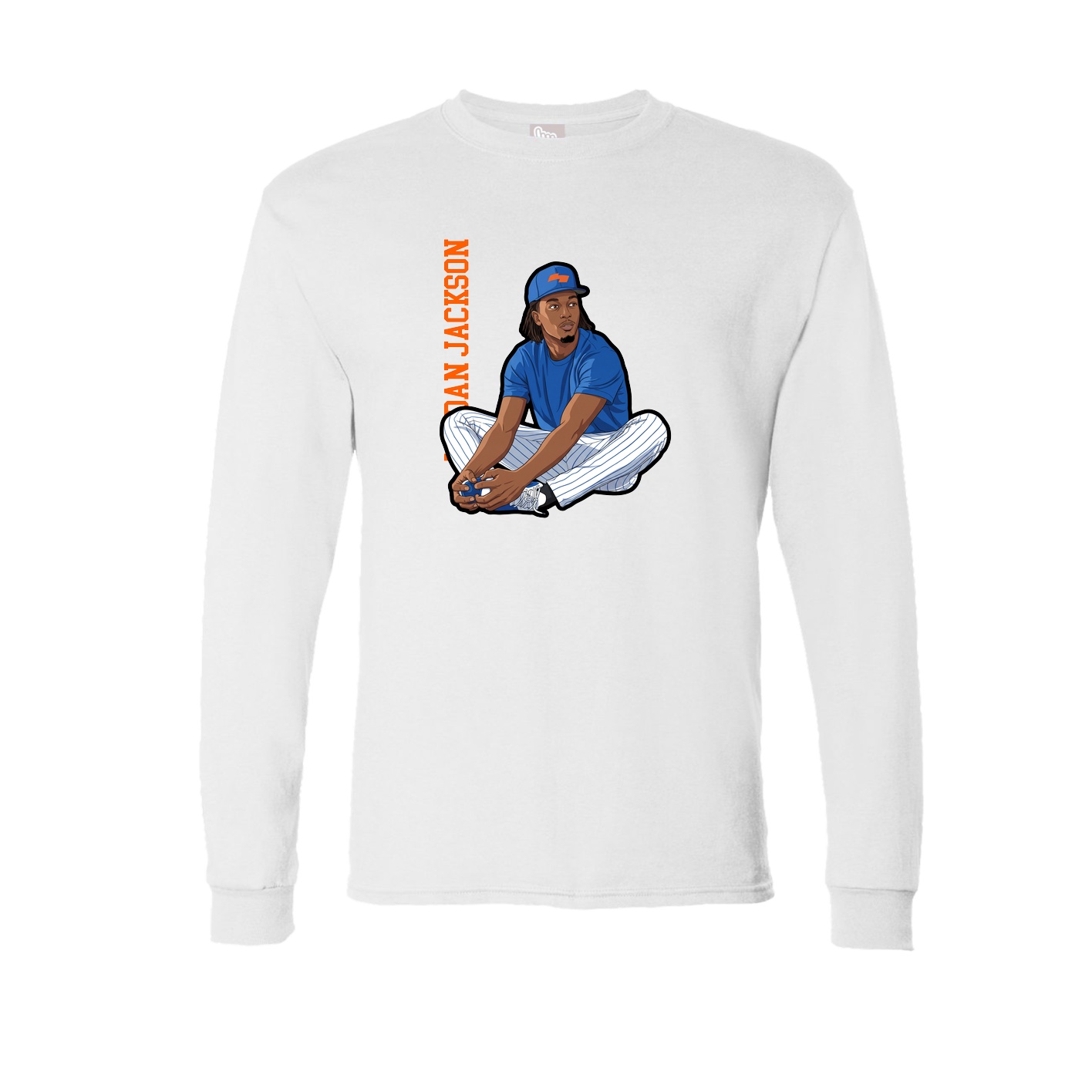 Long Sleeve Tee — Name Vertical in White
