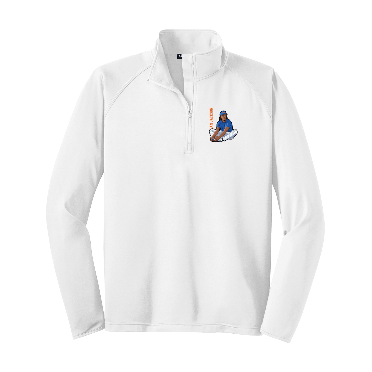 Q-Zip Pullover — Name Vertical in White