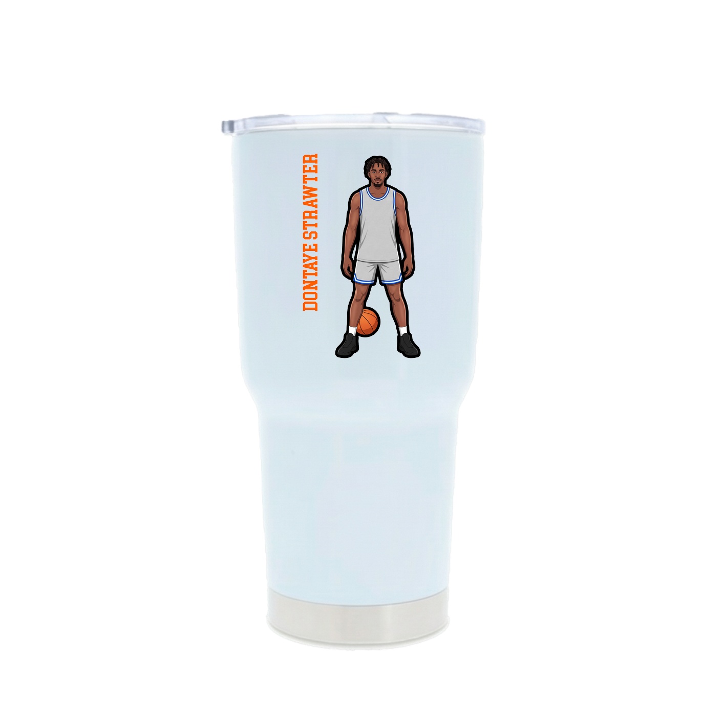 30oz Stainless Steel Tumbler — Name Vertical in White