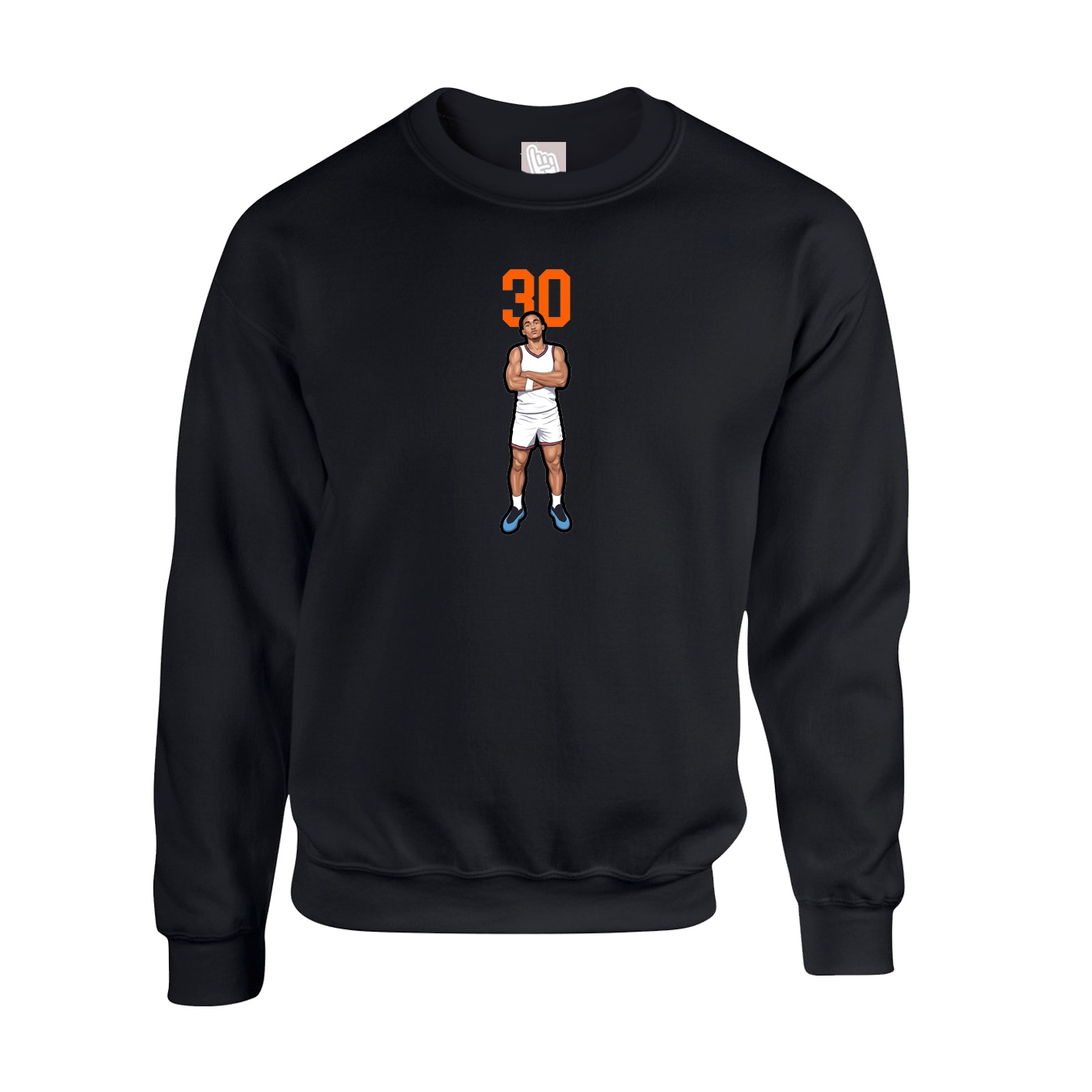 Fleece Crew — Number Top in Black