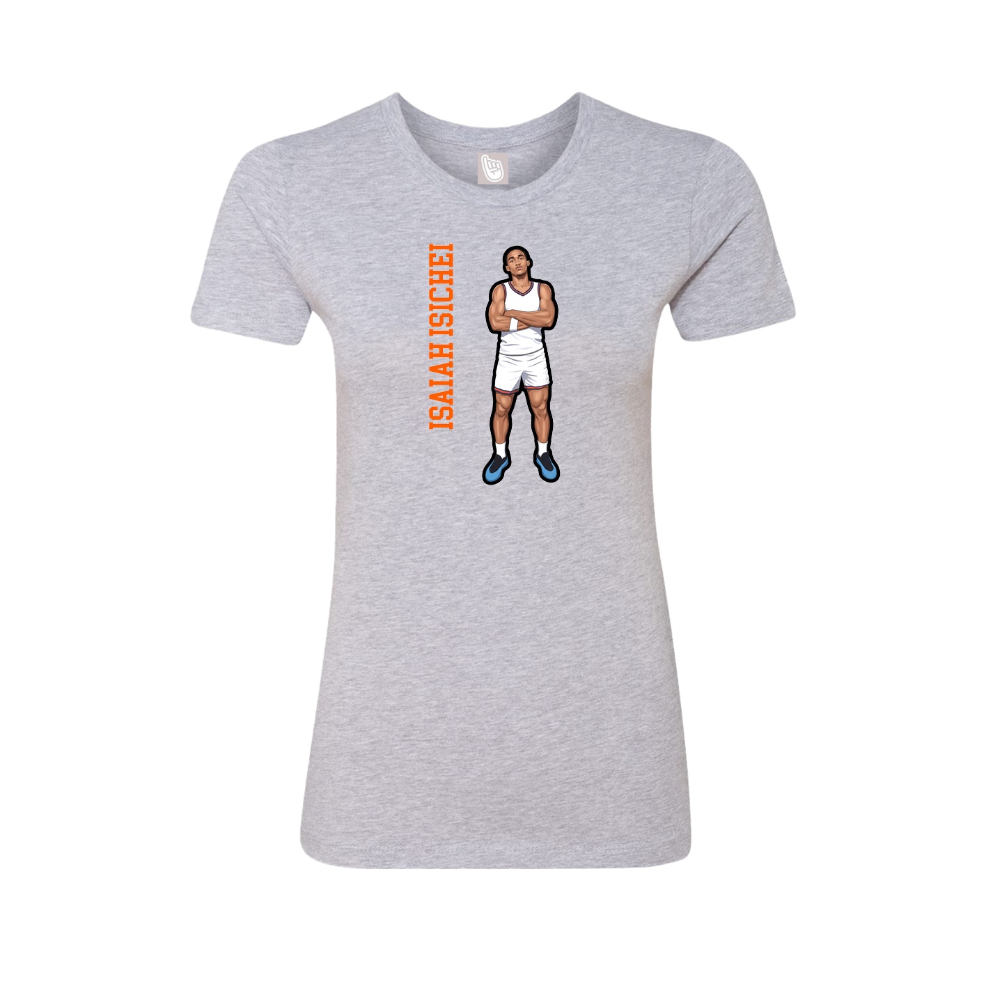 Fitted Women's Tee — Name Vertical in Grey