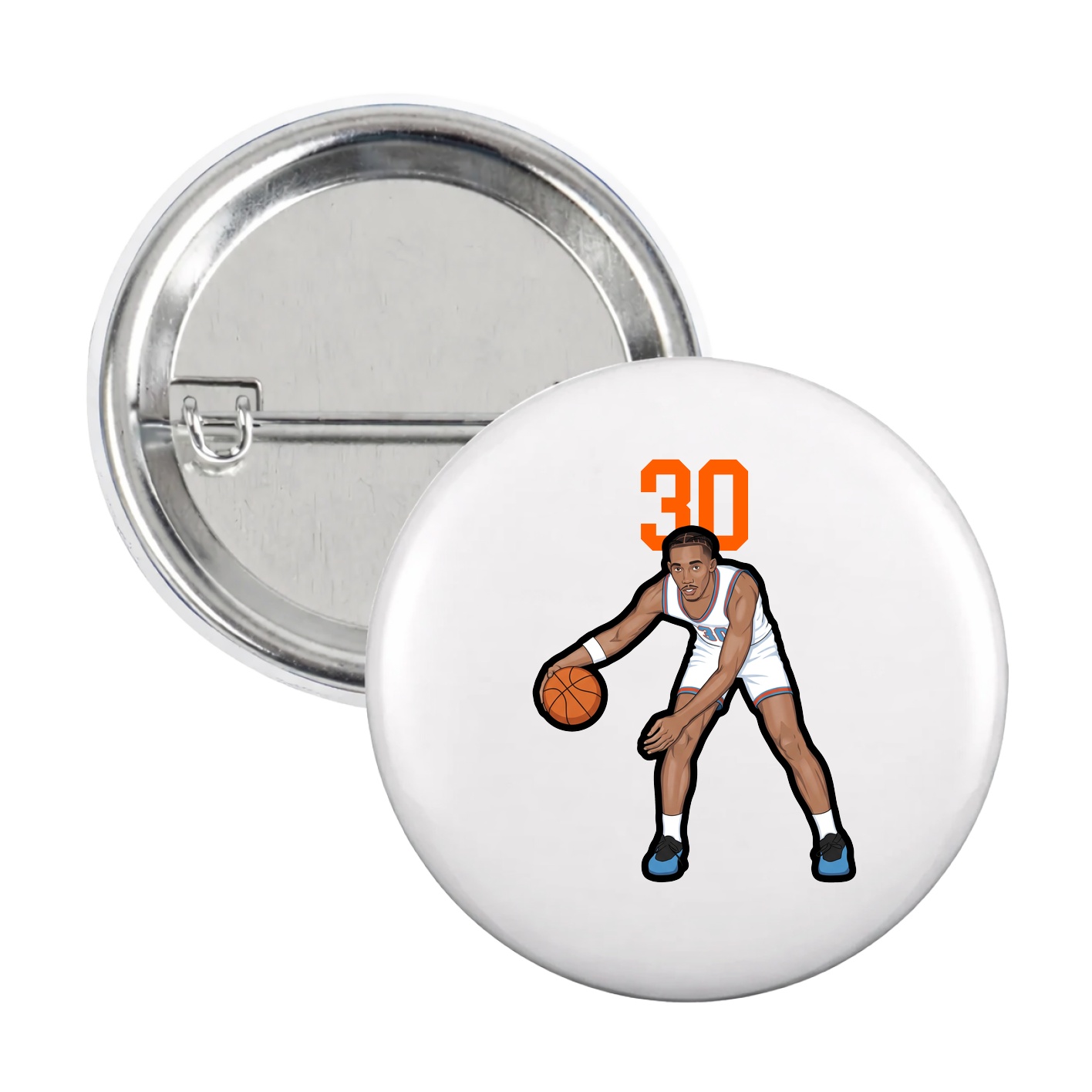 Game Day Button — Number Top in White