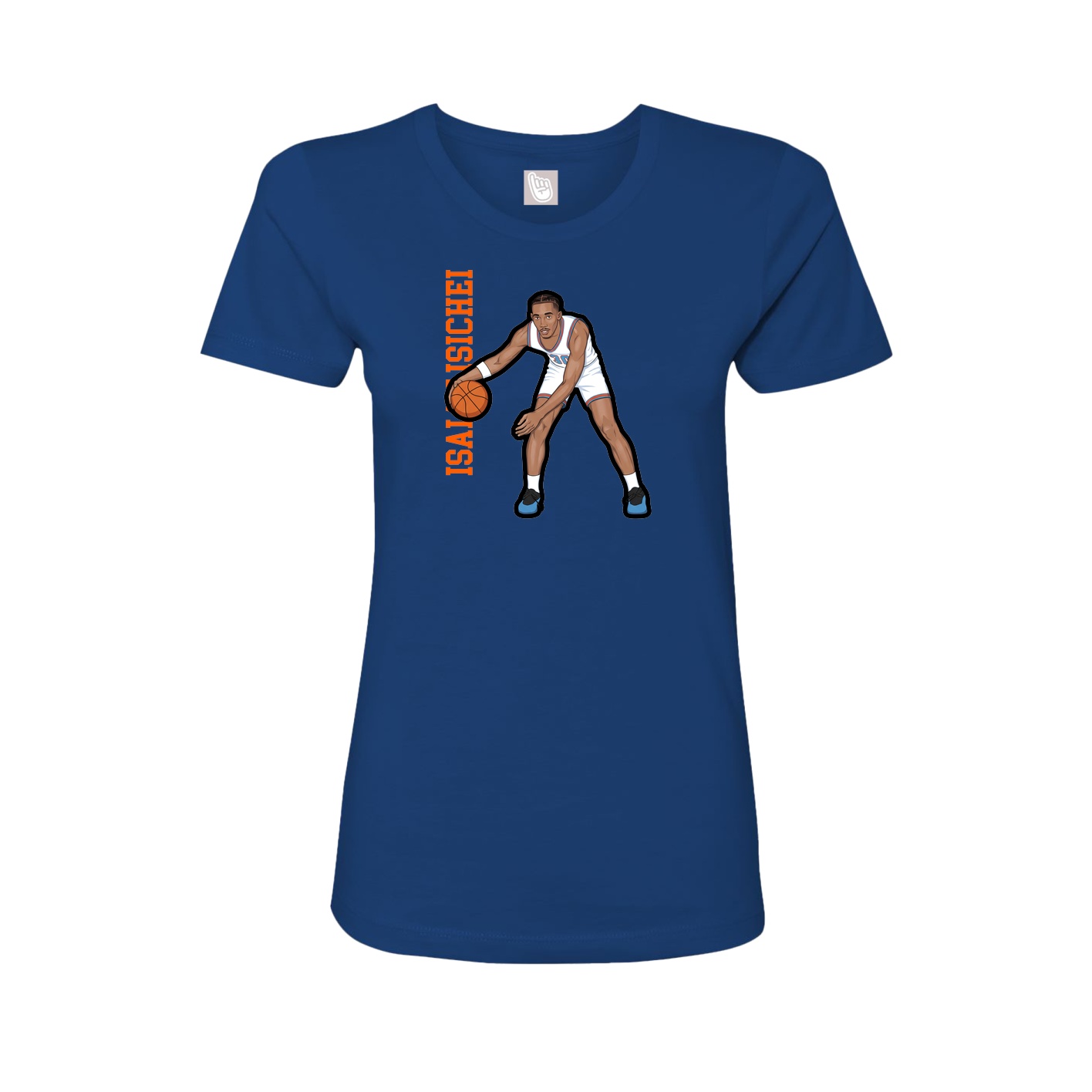 Fitted Women's Tee — Name Vertical in Royal