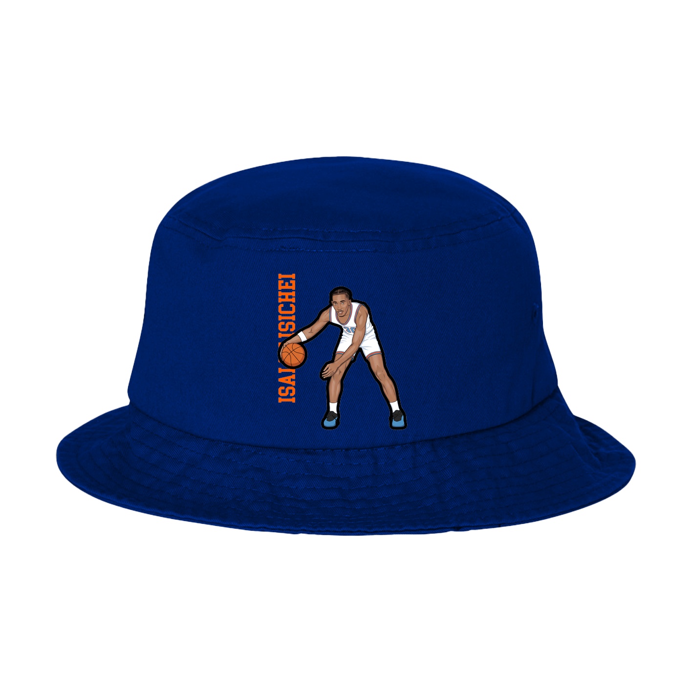 Bucket Cap — Name Vertical in Royal Blue