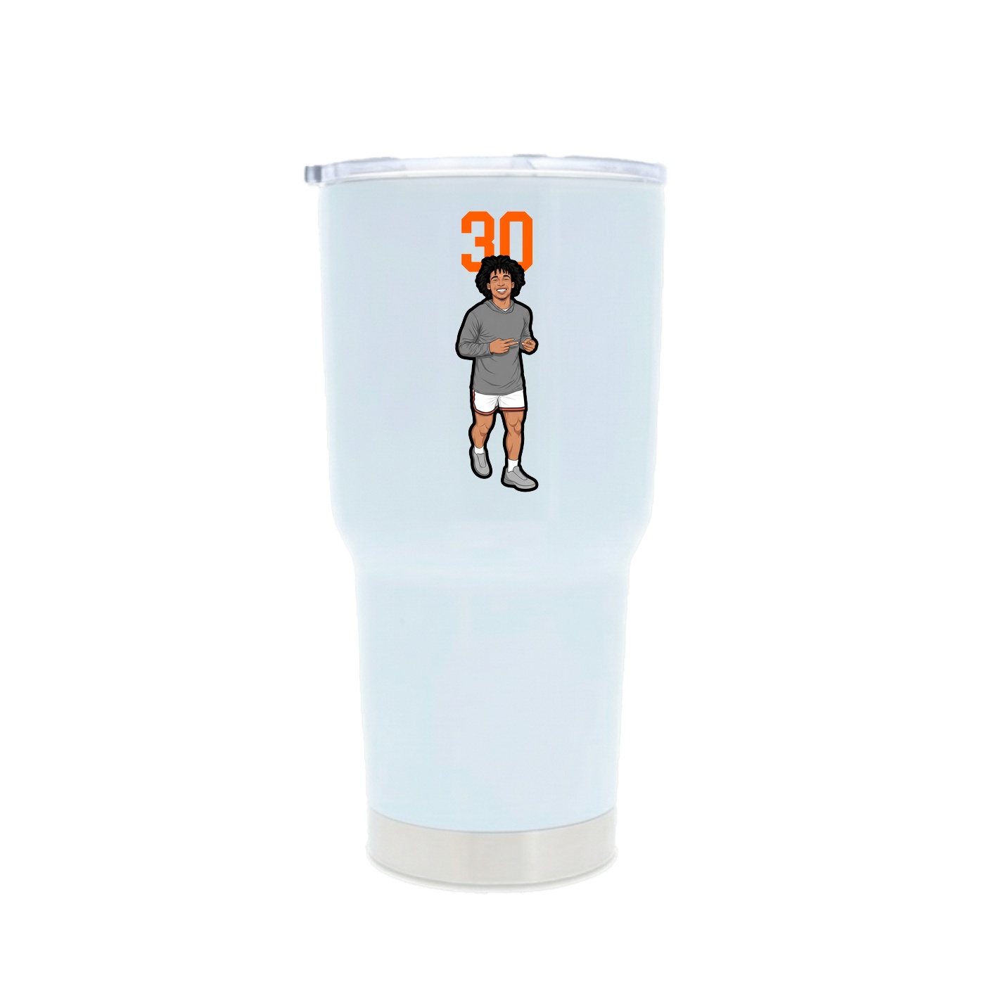 30oz Stainless Steel Tumbler — Number Top in White