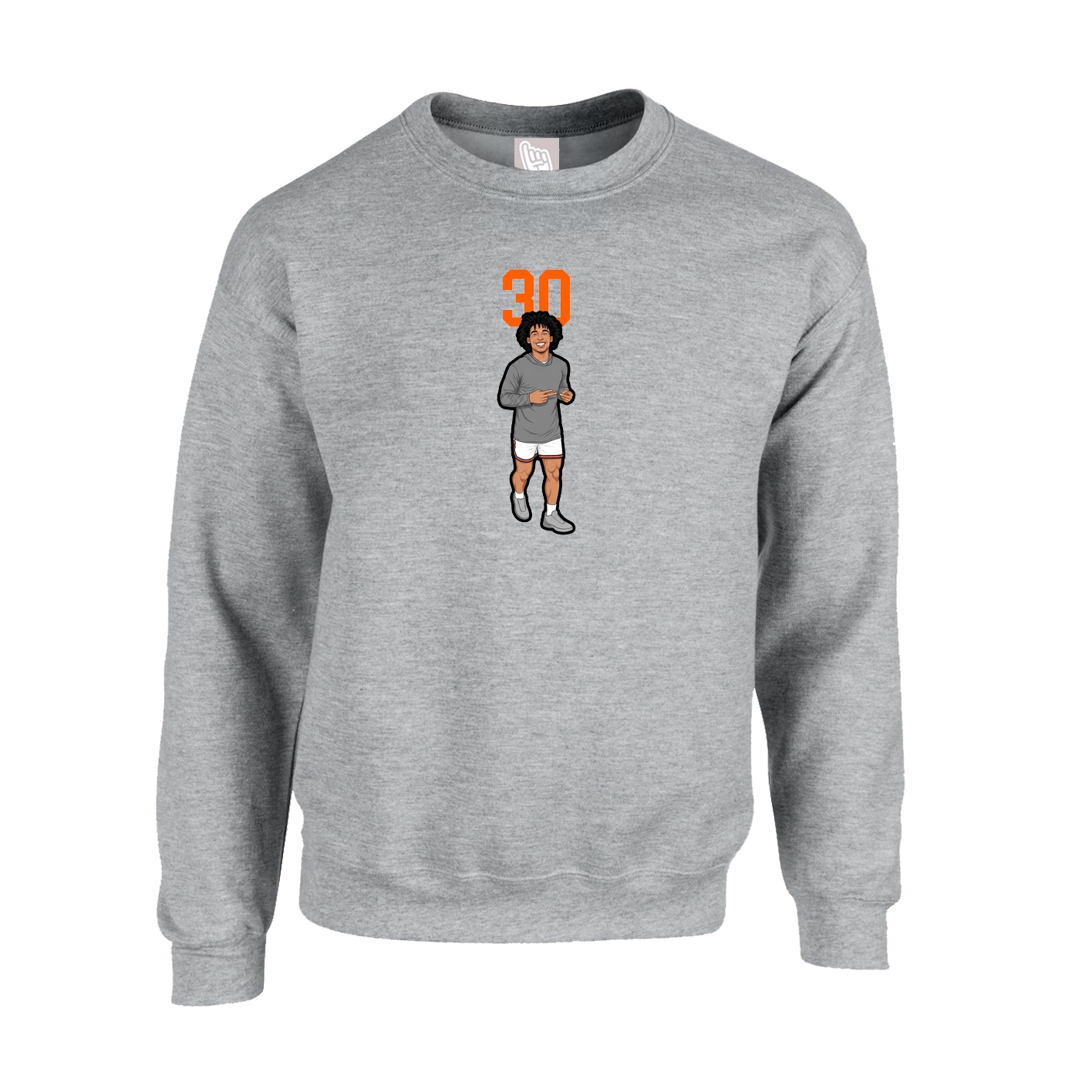 Fleece Crew — Number Top in Grey