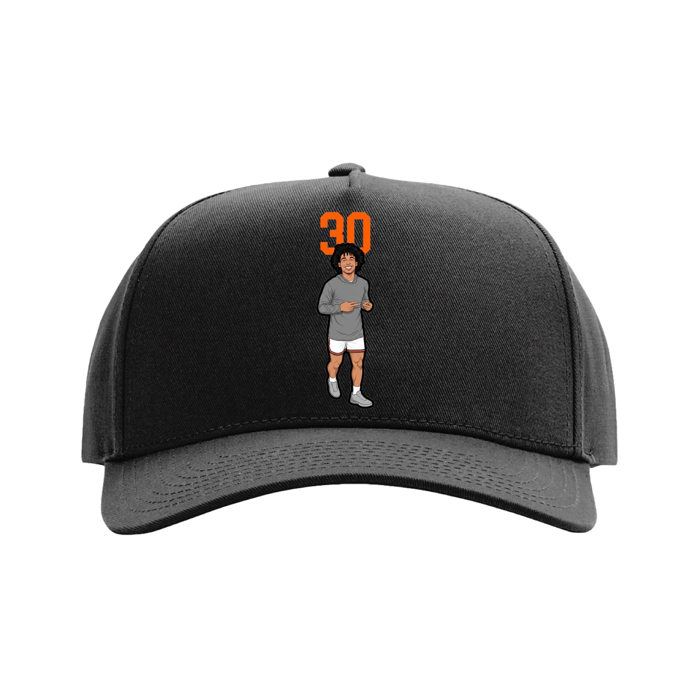 Full Fabric Five-Panel Champ Cap — Number Top in Black