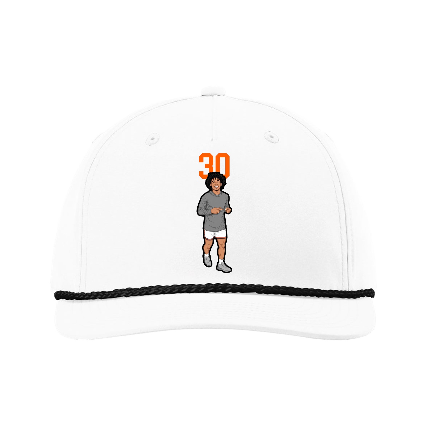 Five-Panel Classic Rope Cap — Number Top in White
