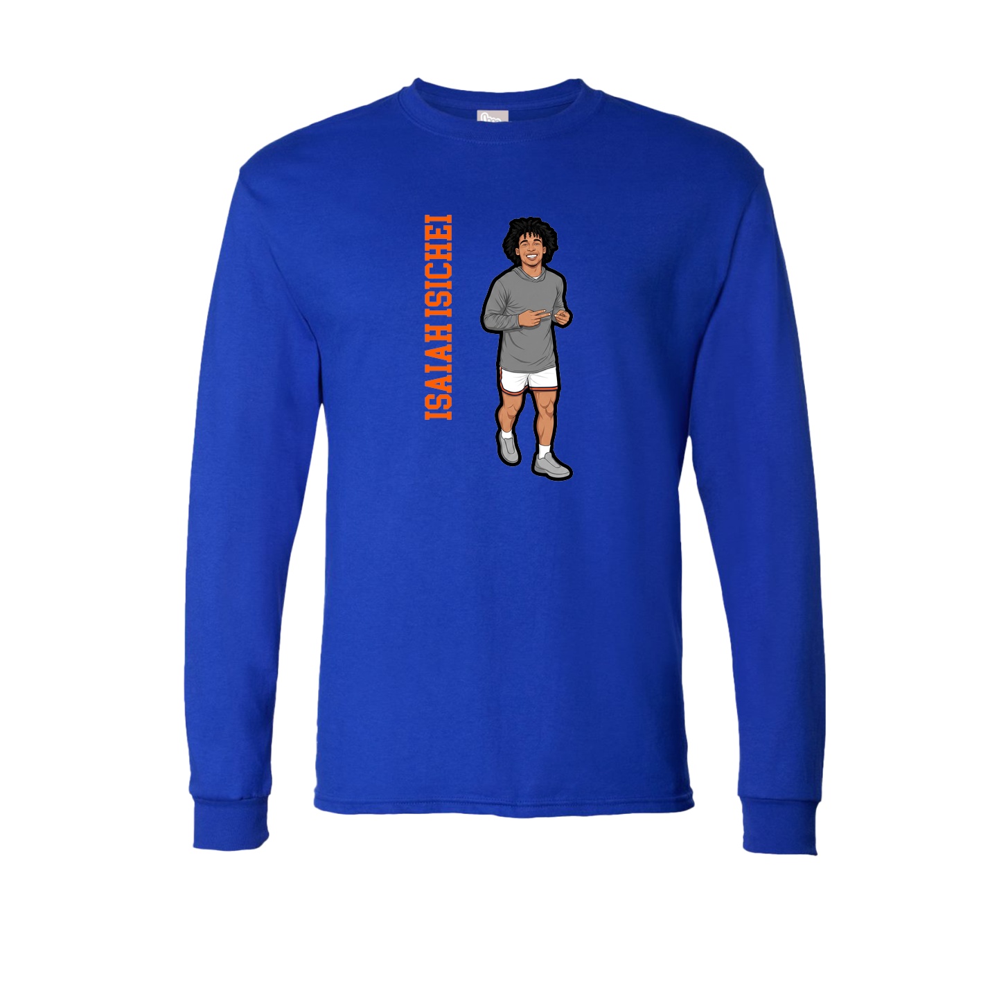 Long Sleeve Tee — Name Vertical in Royal