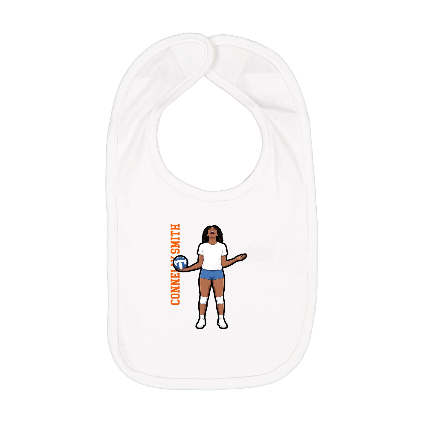 Infant Bib — Name Vertical in White