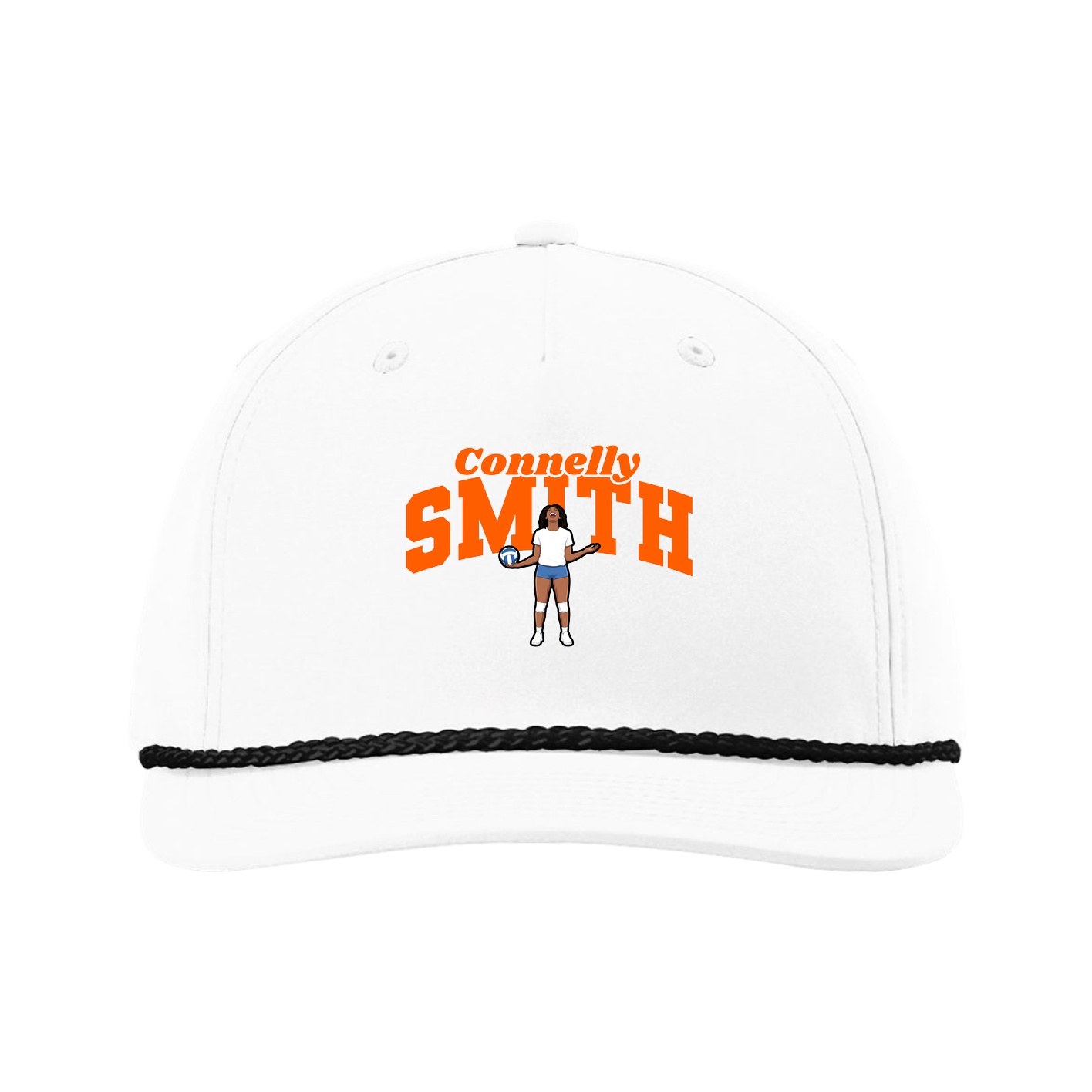 Five-Panel Classic Rope Cap — Signature Arch in White