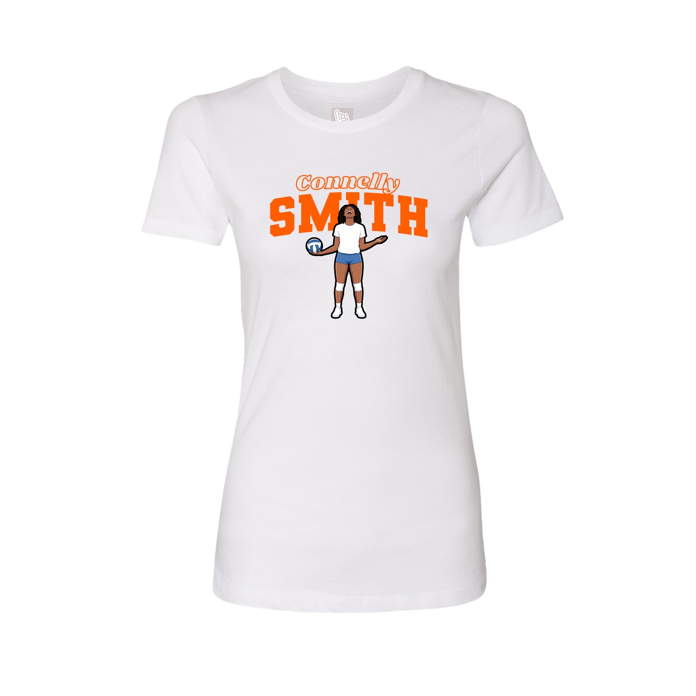 Fitted Women's Tee — Name Arch in White