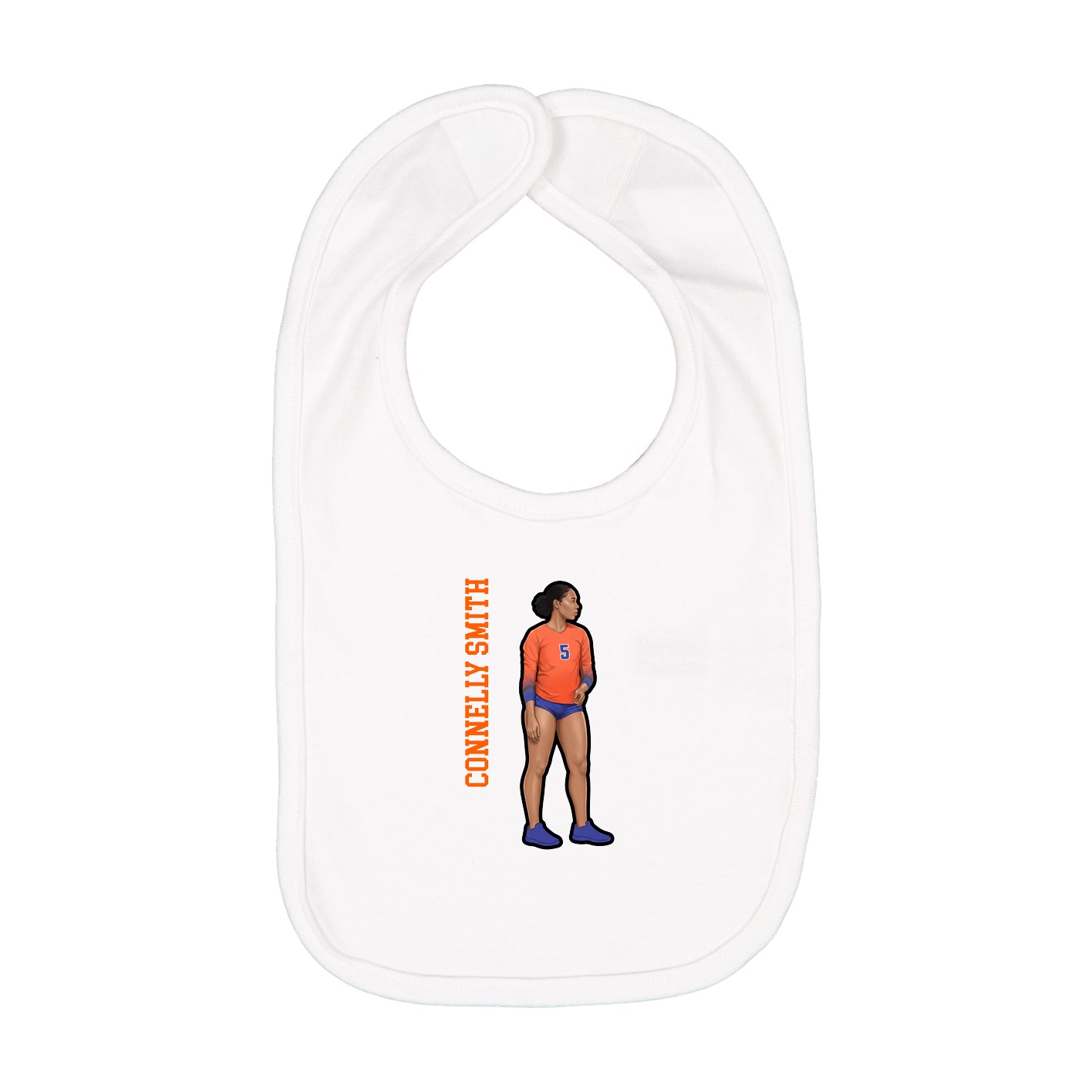 Infant Bib — Name Vertical in White