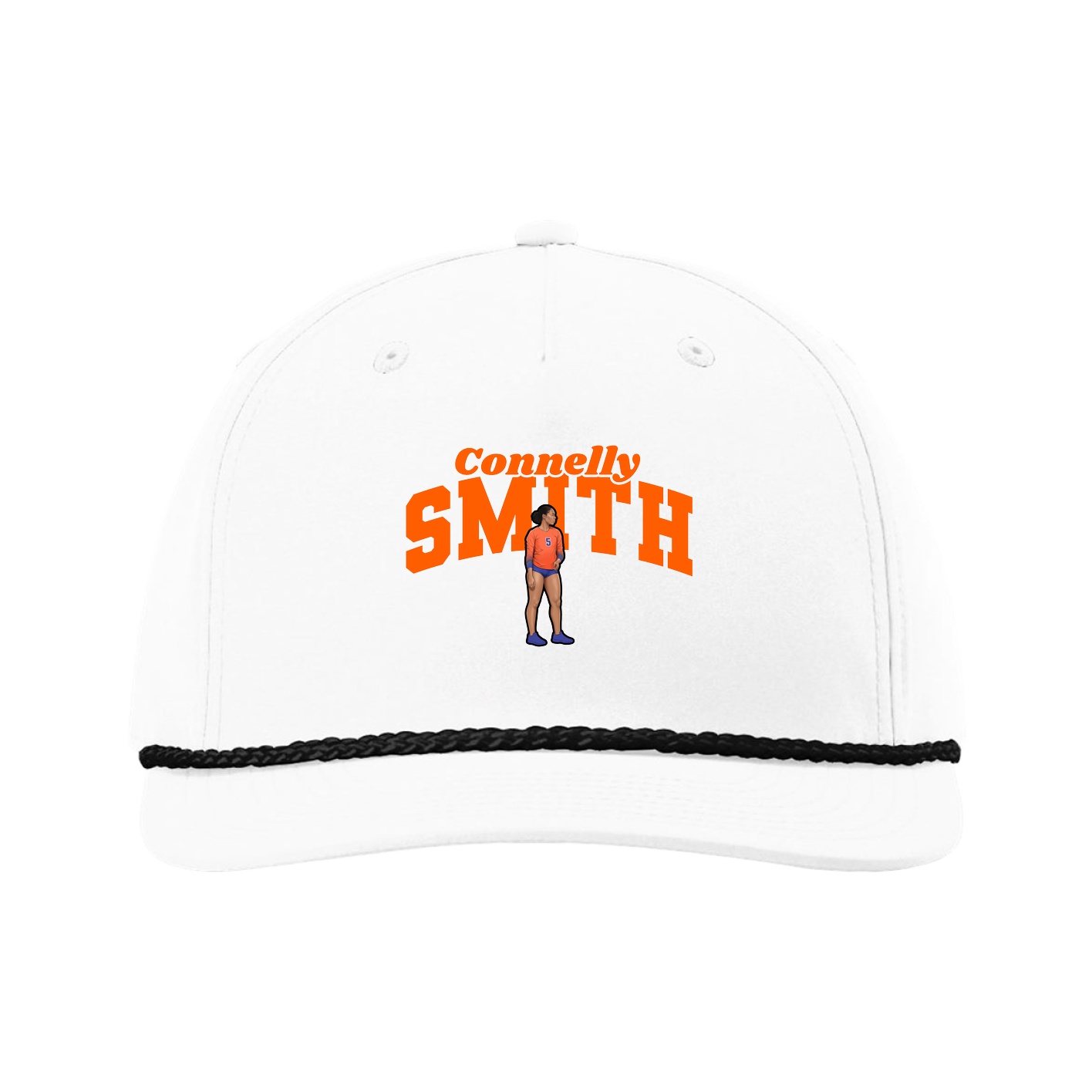 Five-Panel Classic Rope Cap — Signature Arch in White