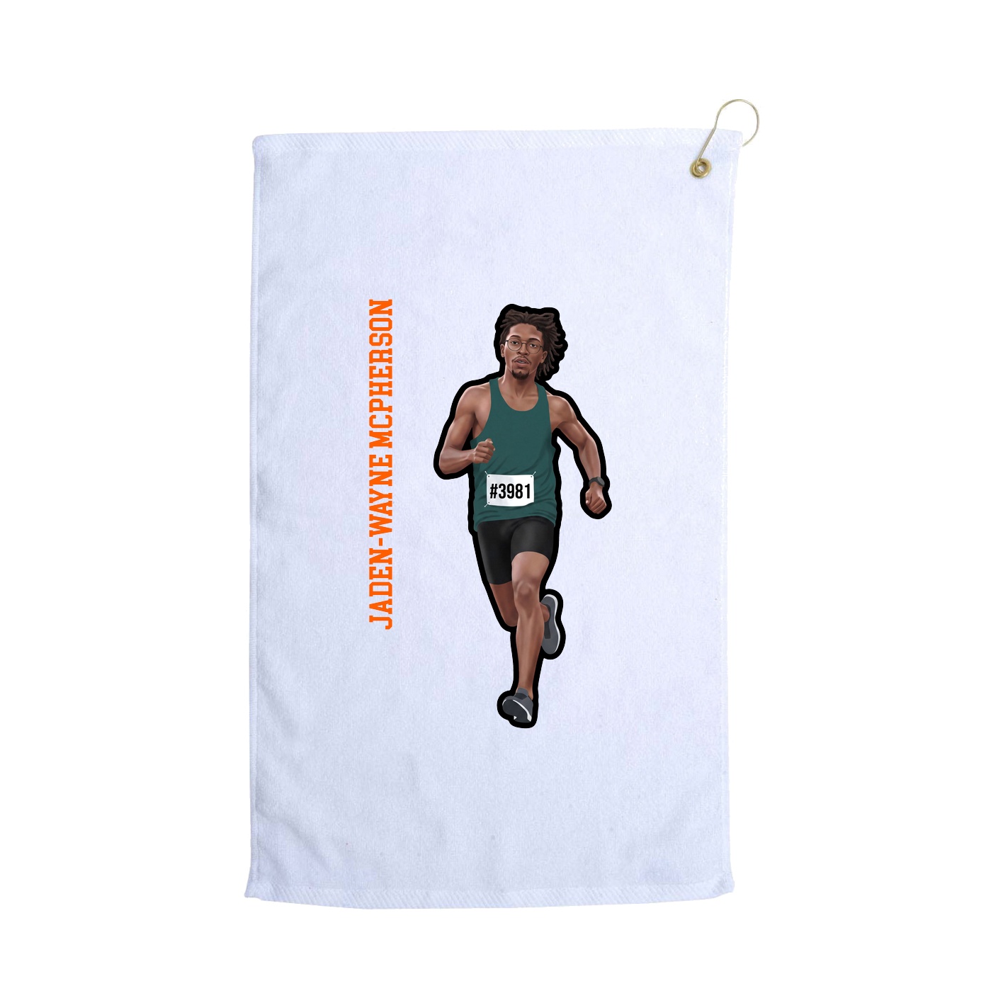 Golf Towel — Name Vertical in White