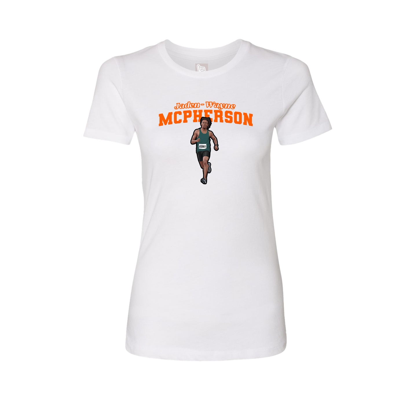 Fitted Women's Tee — Name Arch in White