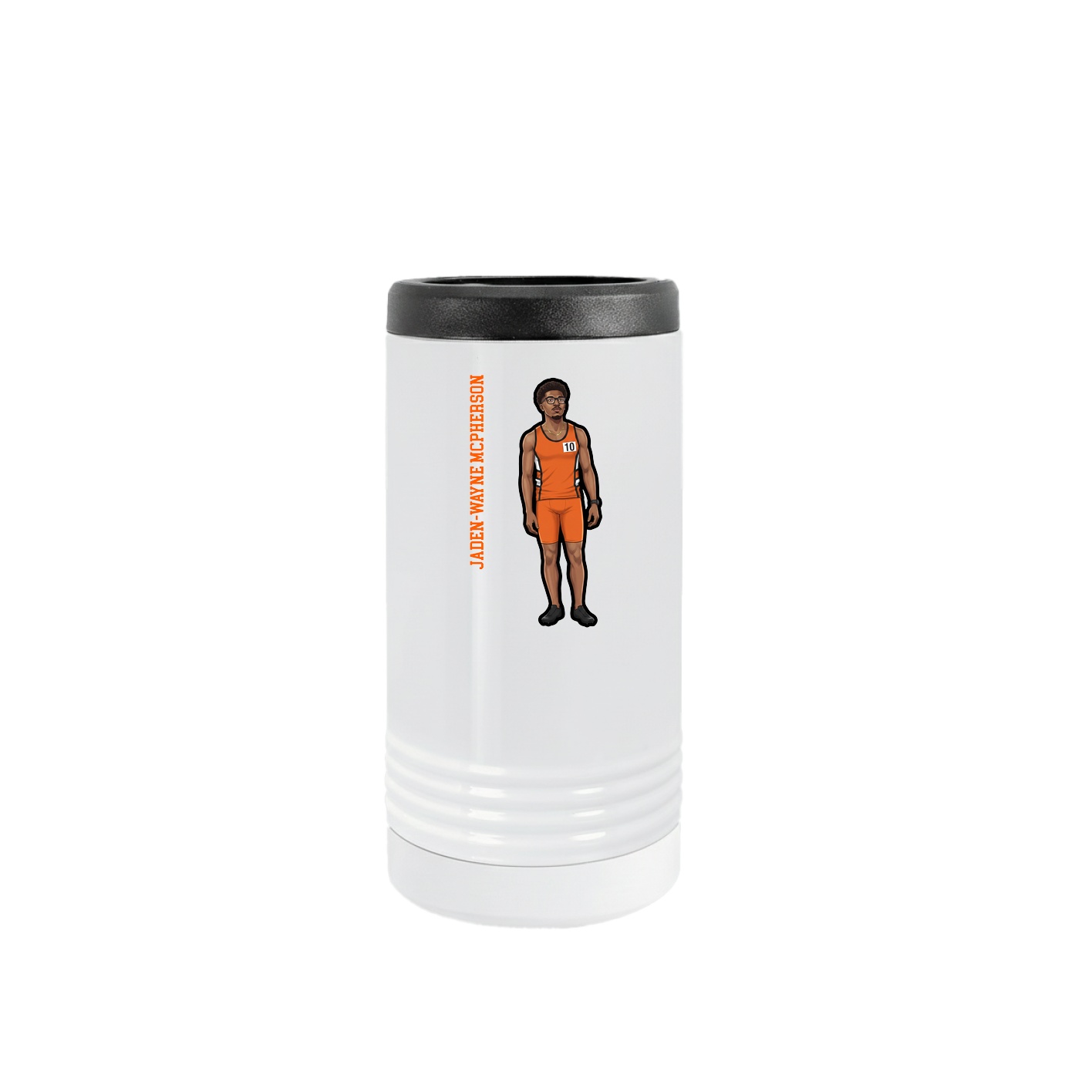 Slim Beverage Holder — Name Vertical in White