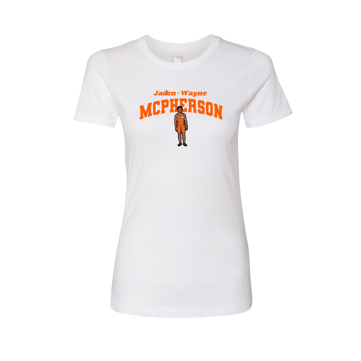 Fitted Women's Tee — Signature Arch in White