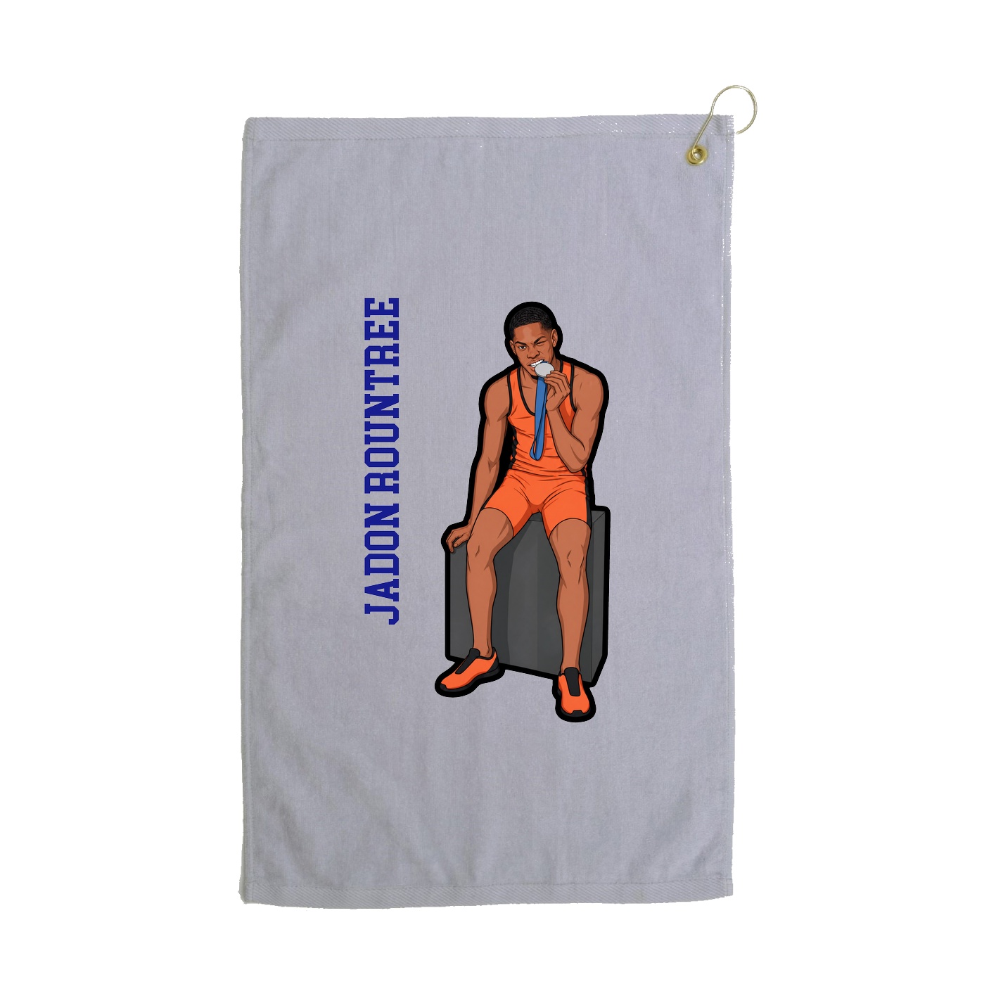Golf Towel — Name Vertical in Grey