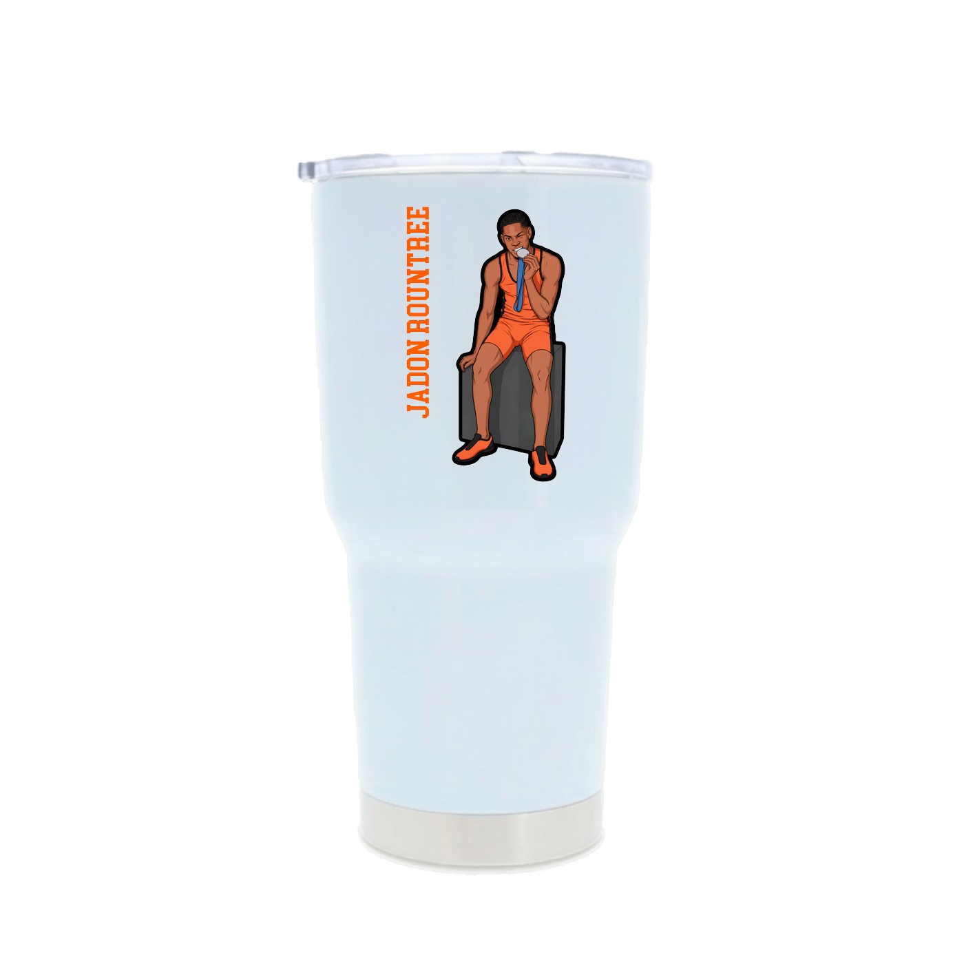 30oz Stainless Steel Tumbler — Name Vertical in White