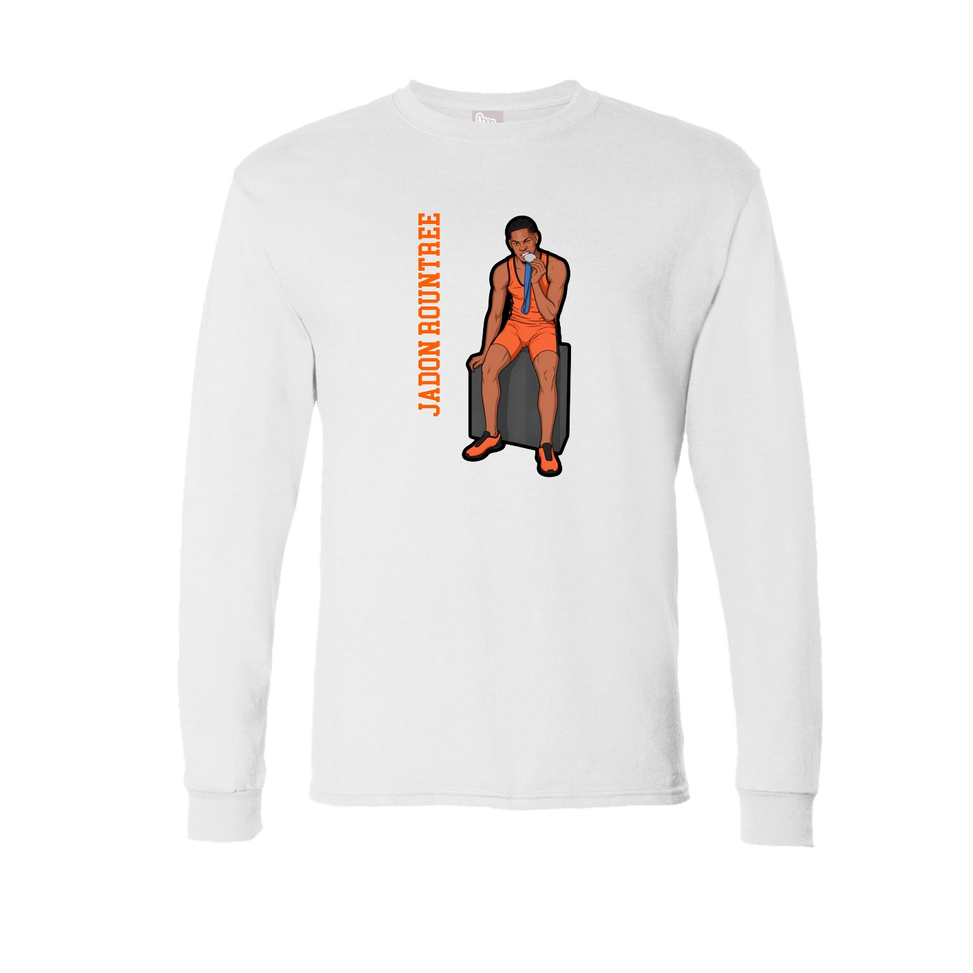 Long Sleeve Tee — Name Vertical in White