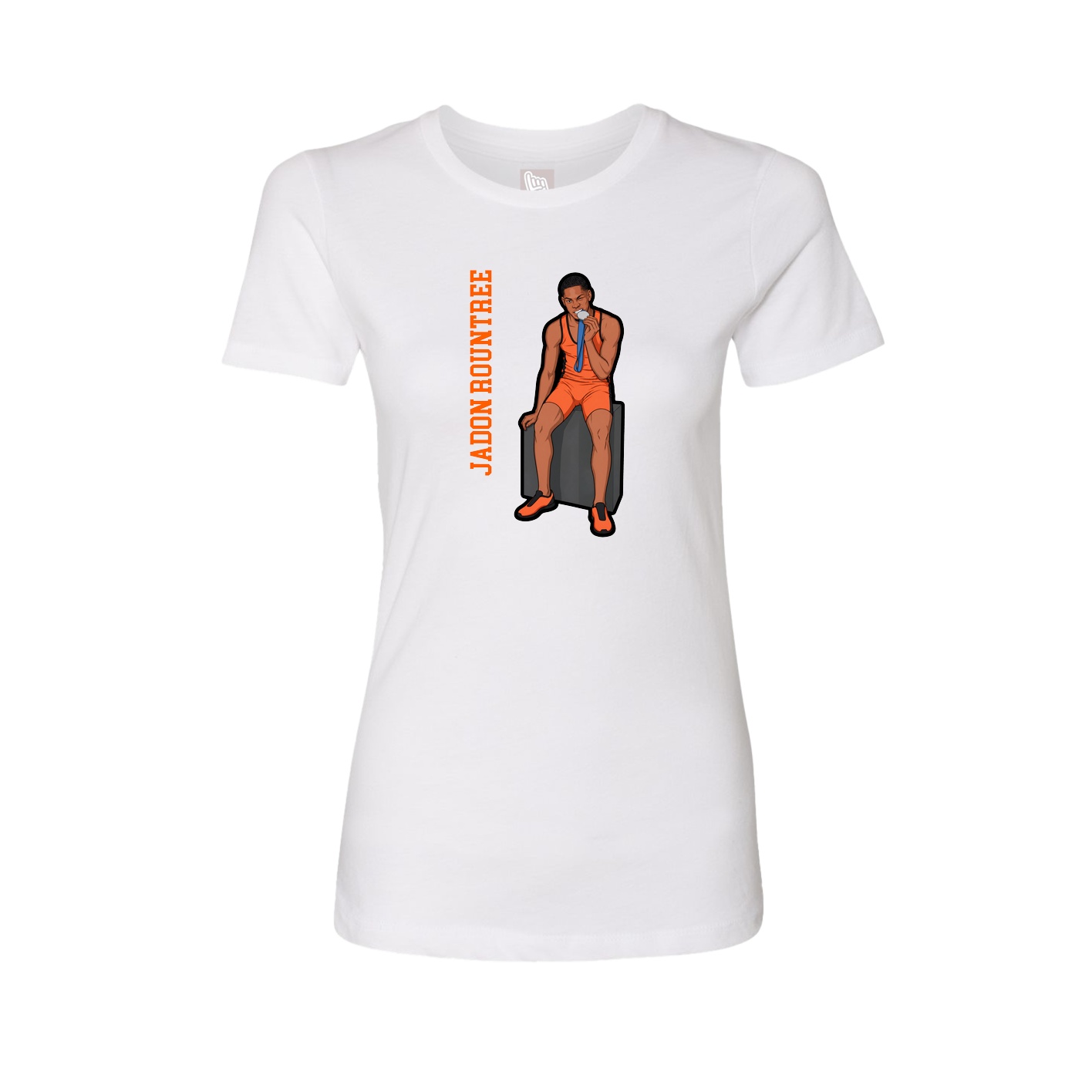 Fitted Women's Tee — Name Vertical in White