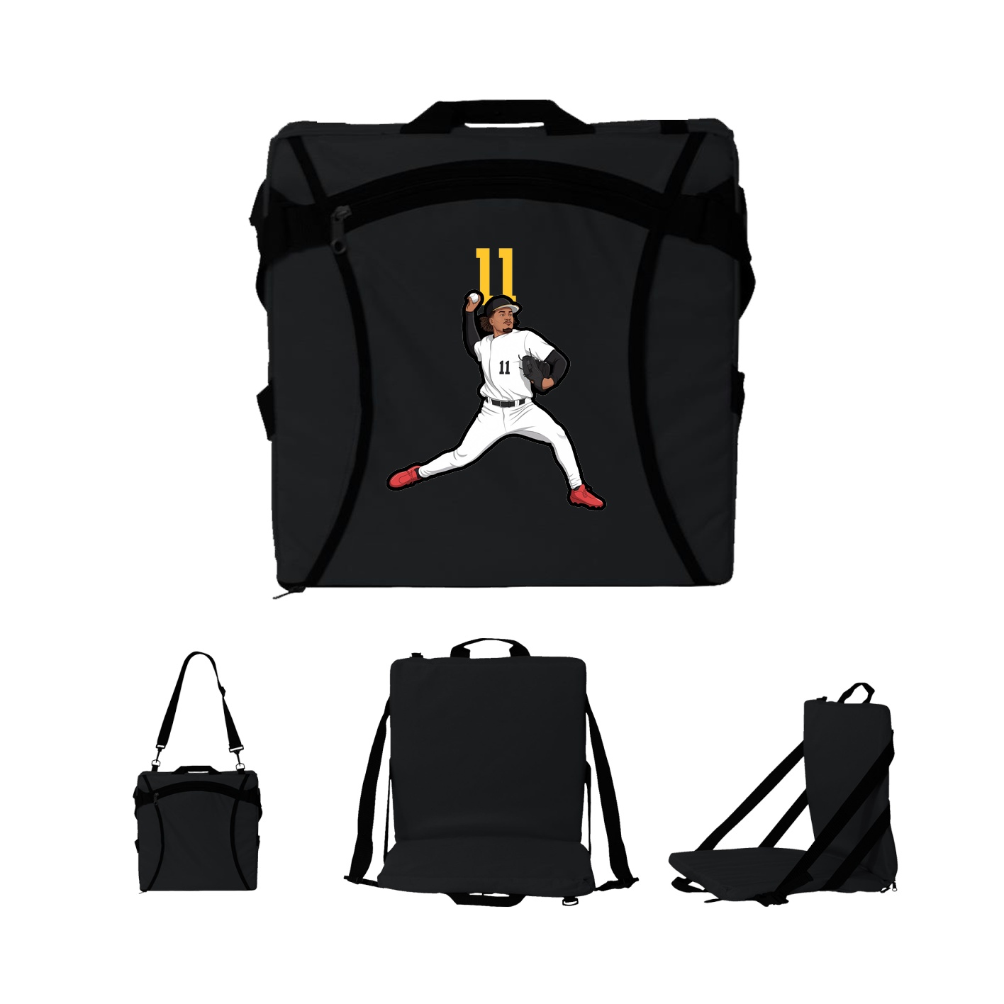 Folding Stadium Seat — Number Top in Black