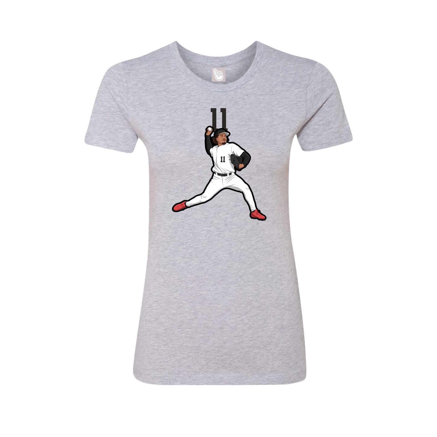 Fitted Women's Tee — Number Top in Grey