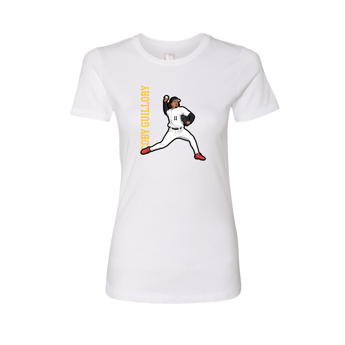 Fitted Women's Tee — Name Vertical in White