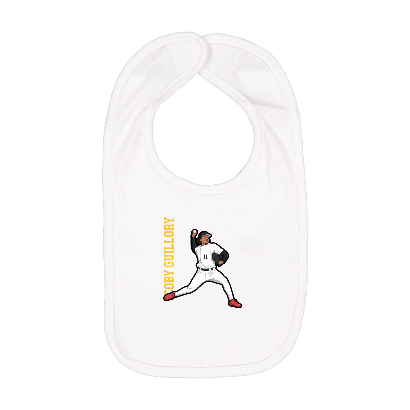 Infant Bib — Name Vertical in White
