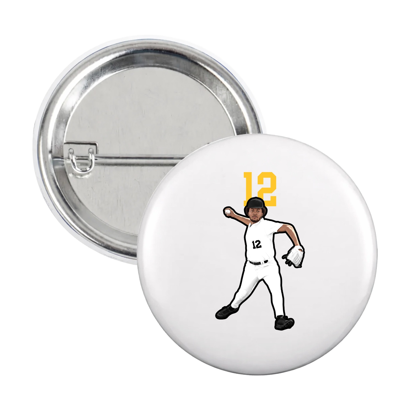 Game Day Button — Number Top in White
