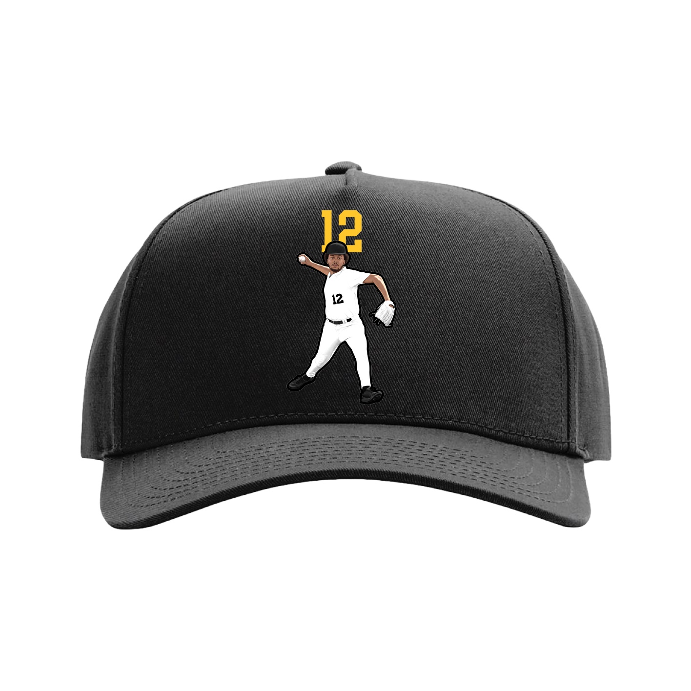 Full Fabric Five-Panel Champ Cap — Number Top in Black