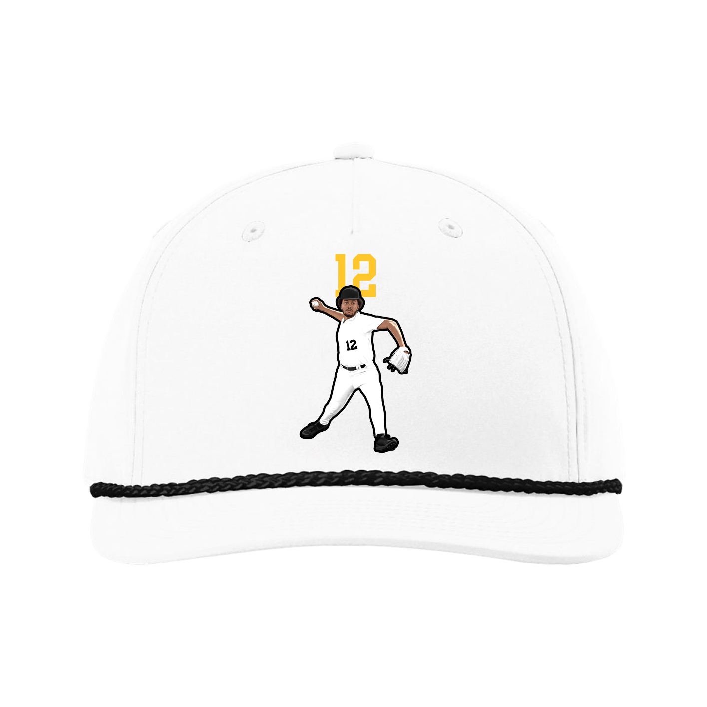 Five-Panel Classic Rope Cap — Number Top in White