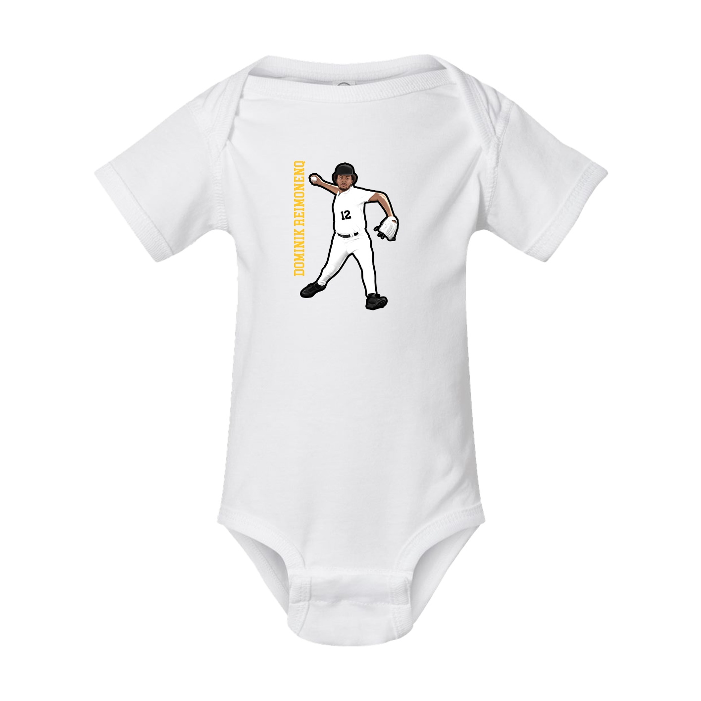 Baby Onesie — Name Vertical in White
