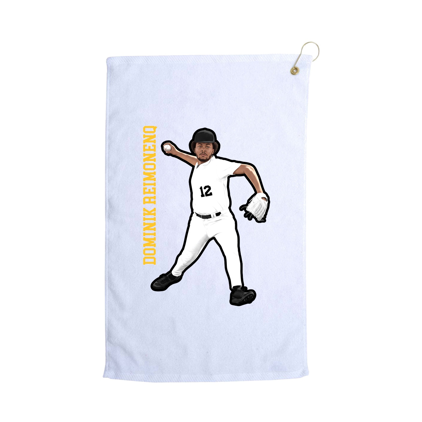 Golf Towel — Name Vertical in White