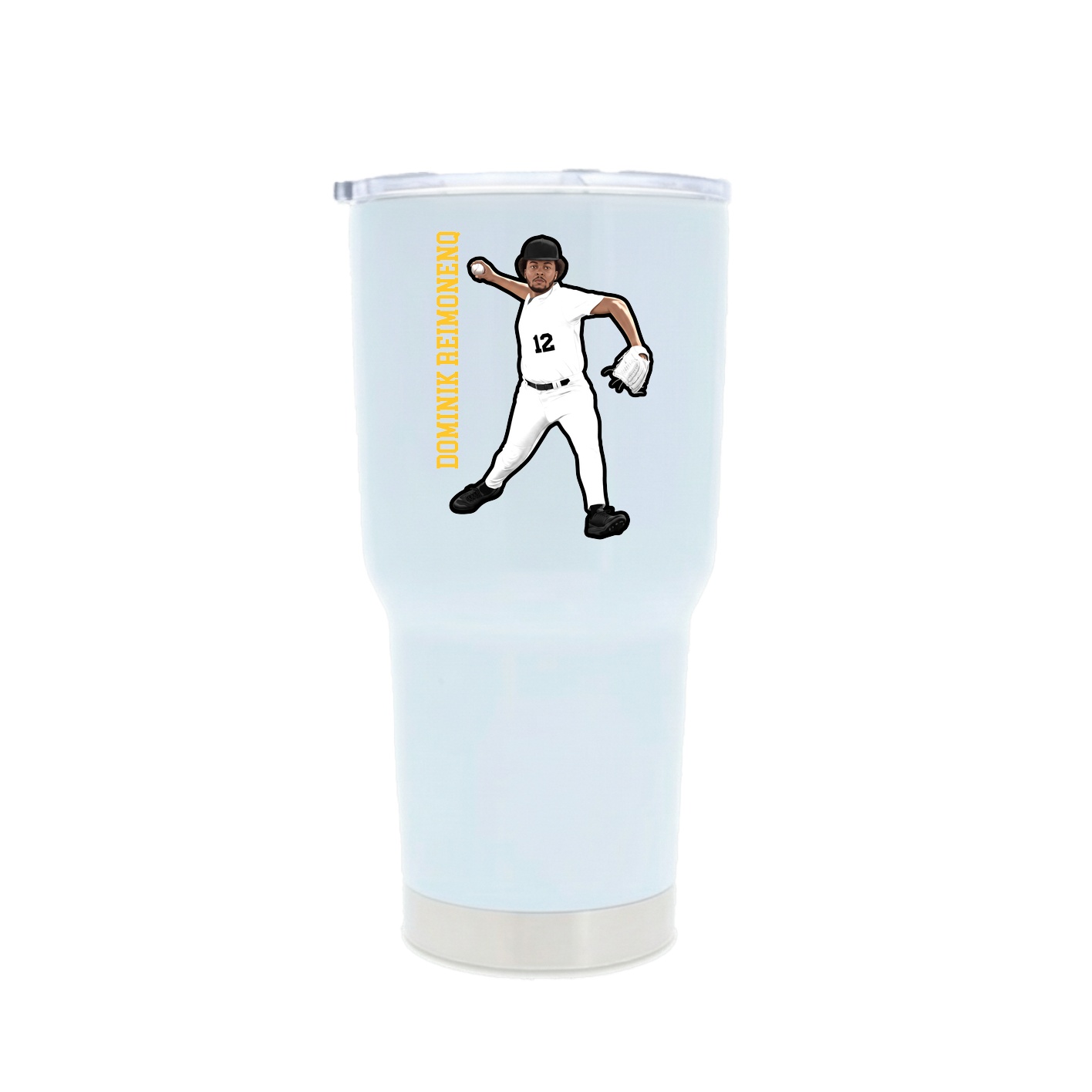 30oz Stainless Steel Tumbler — Name Vertical in White