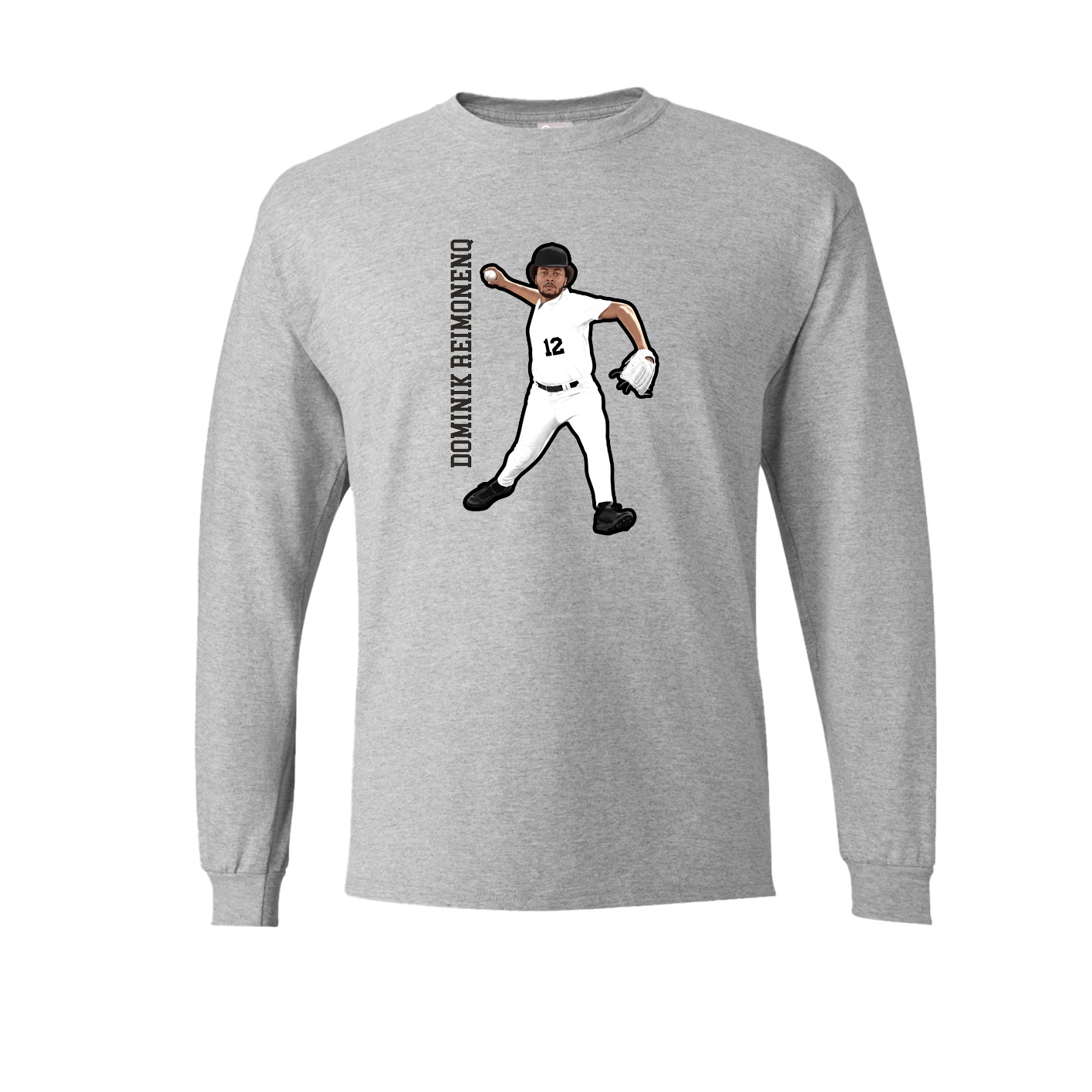 Long Sleeve Tee — Name Vertical in Grey